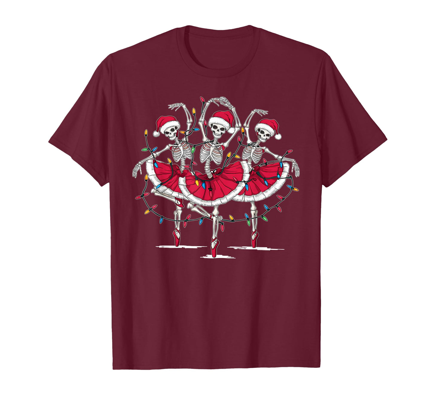Ballerina Dancing Skeleton Santa Christmas Ballet Dancer T-Shirt