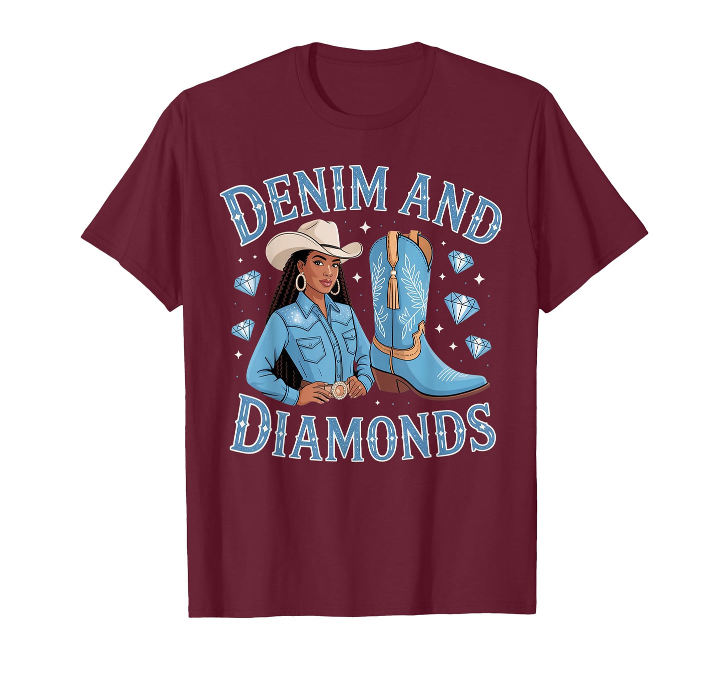 Denim And Diamonds Stylish Fabric Blue Denim Diamonds Jeans T-Shirt