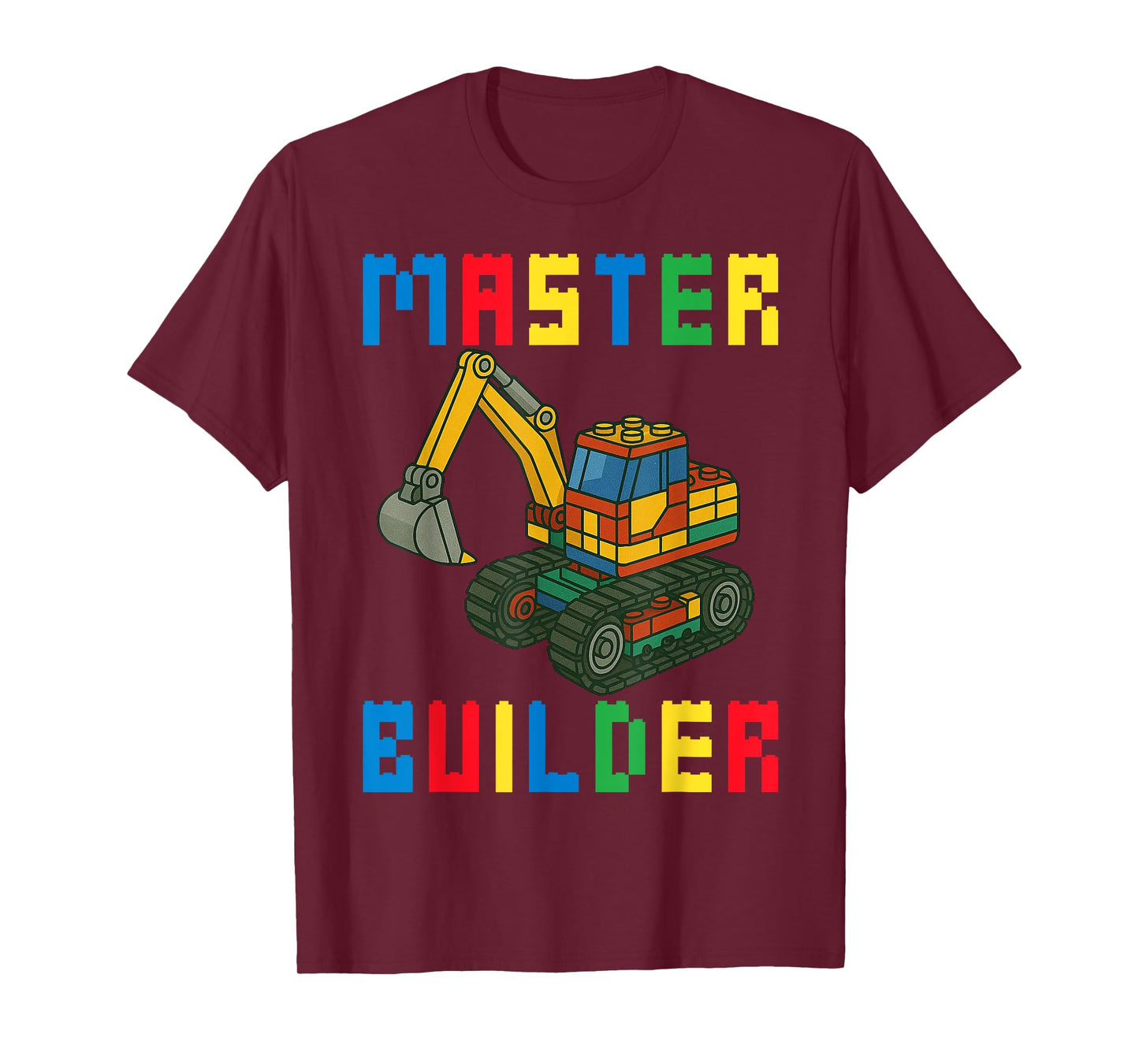 Master Builder Excavator Brick Block Toy Gifts Men Boys Kids T-Shirt