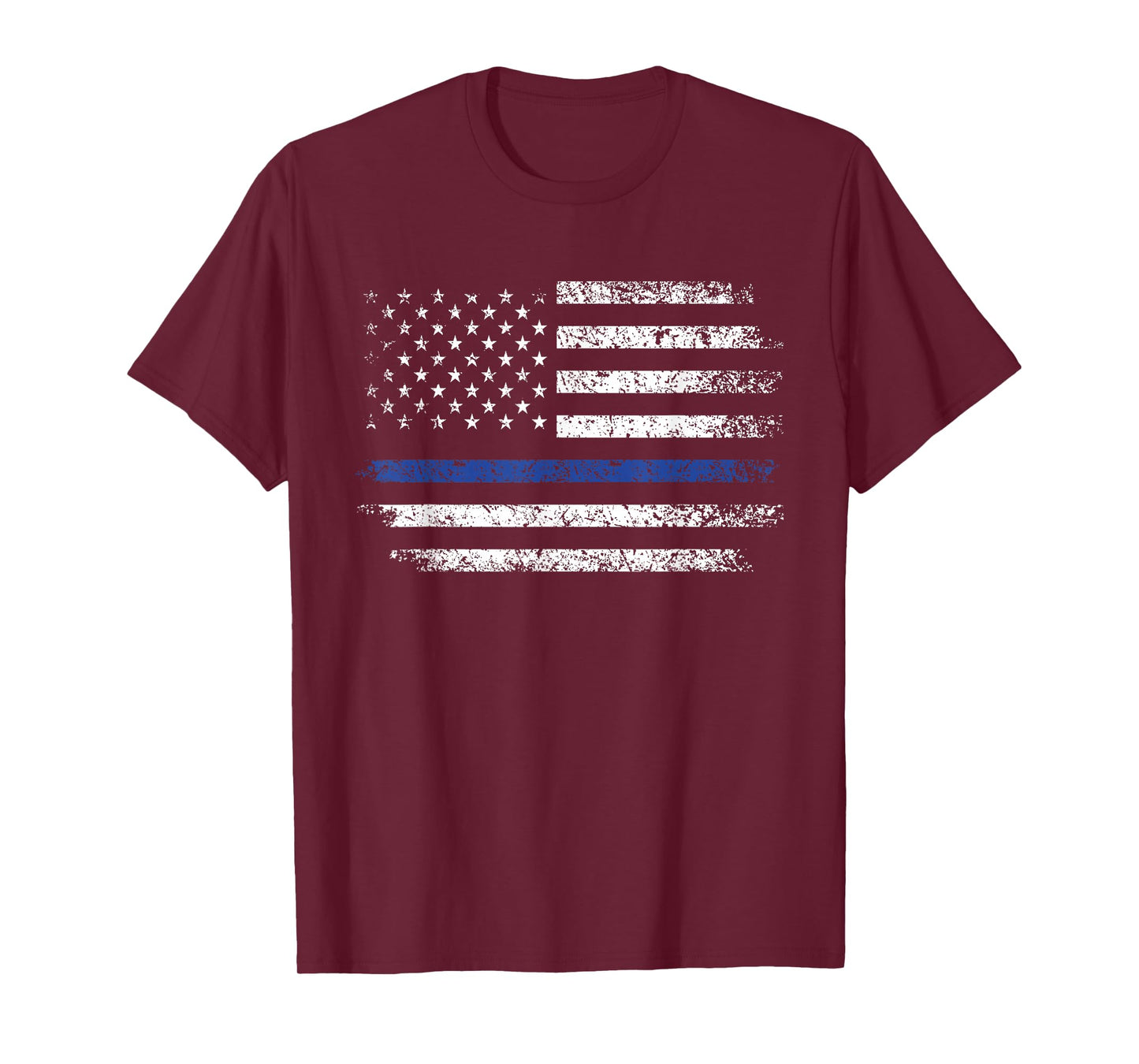 Thin Blue Line American Flag Tee Mens Police Officer Shirt T-Shirt
