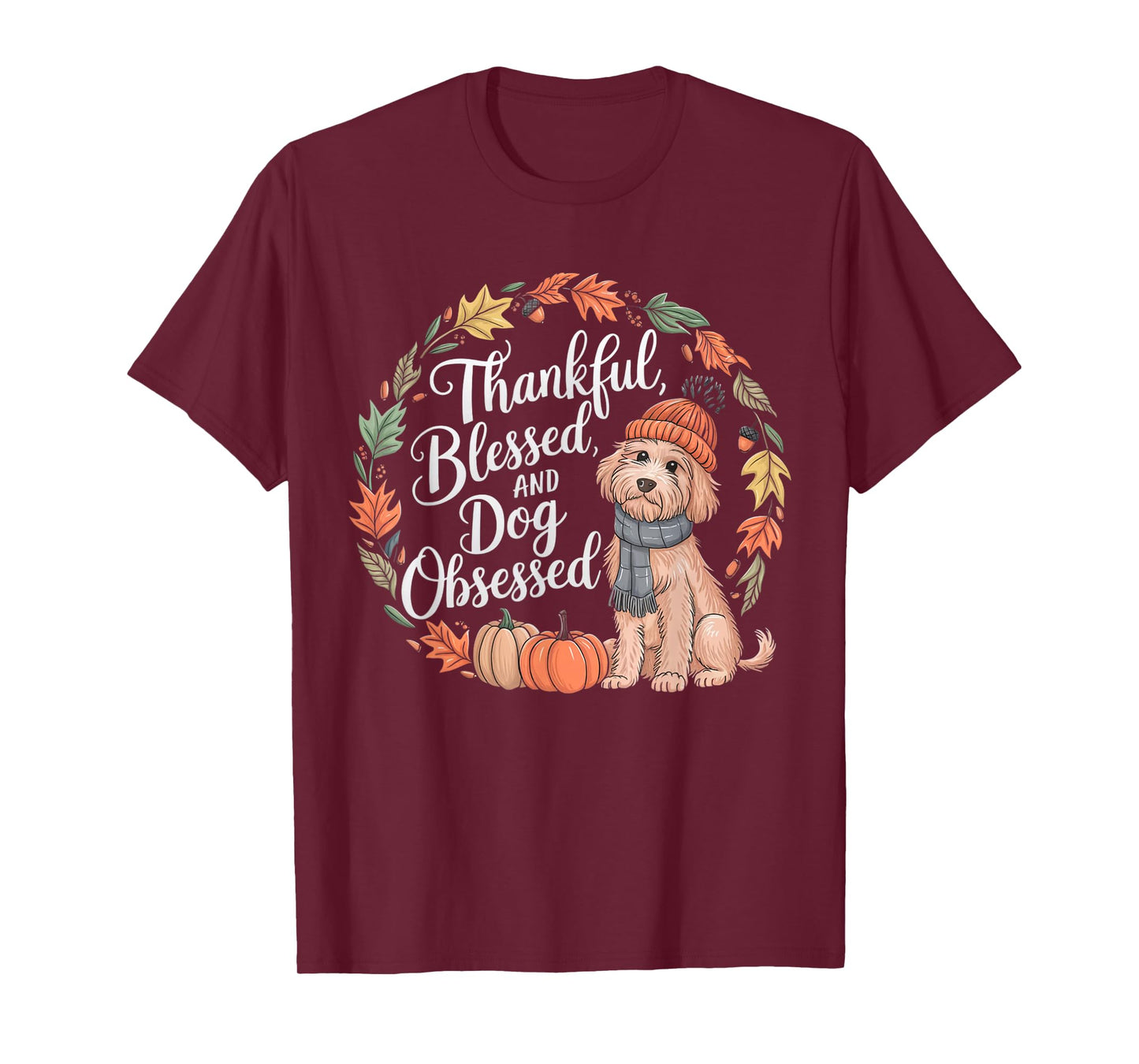 Goldendoodle Thanksgiving Pumpkin Dog Fall Leaf Autumn T-Shirt