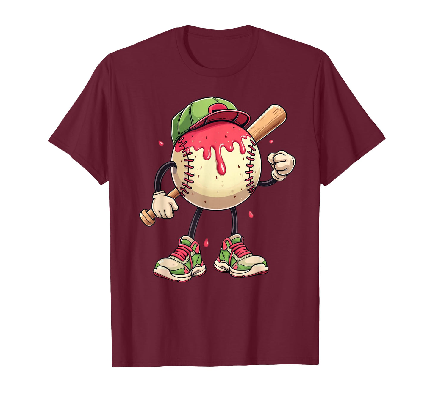 Girls Boys Baseball Ice Cream Drip Youth Drip Baseball Kids T-Shirt