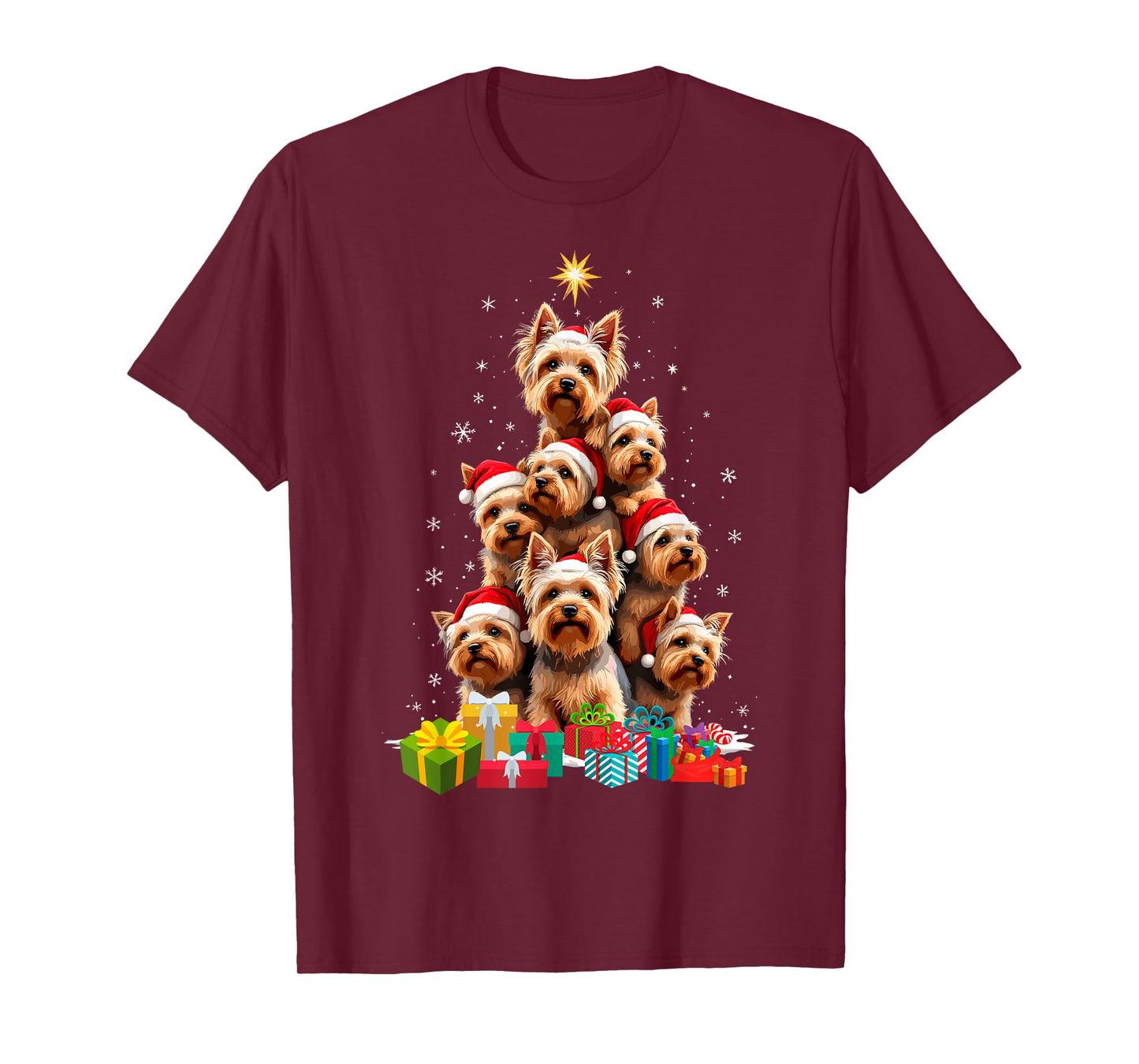 Funny Yorkshire Terrier Yorkie Christmas Tree Xmas Dog Lover T-Shirt