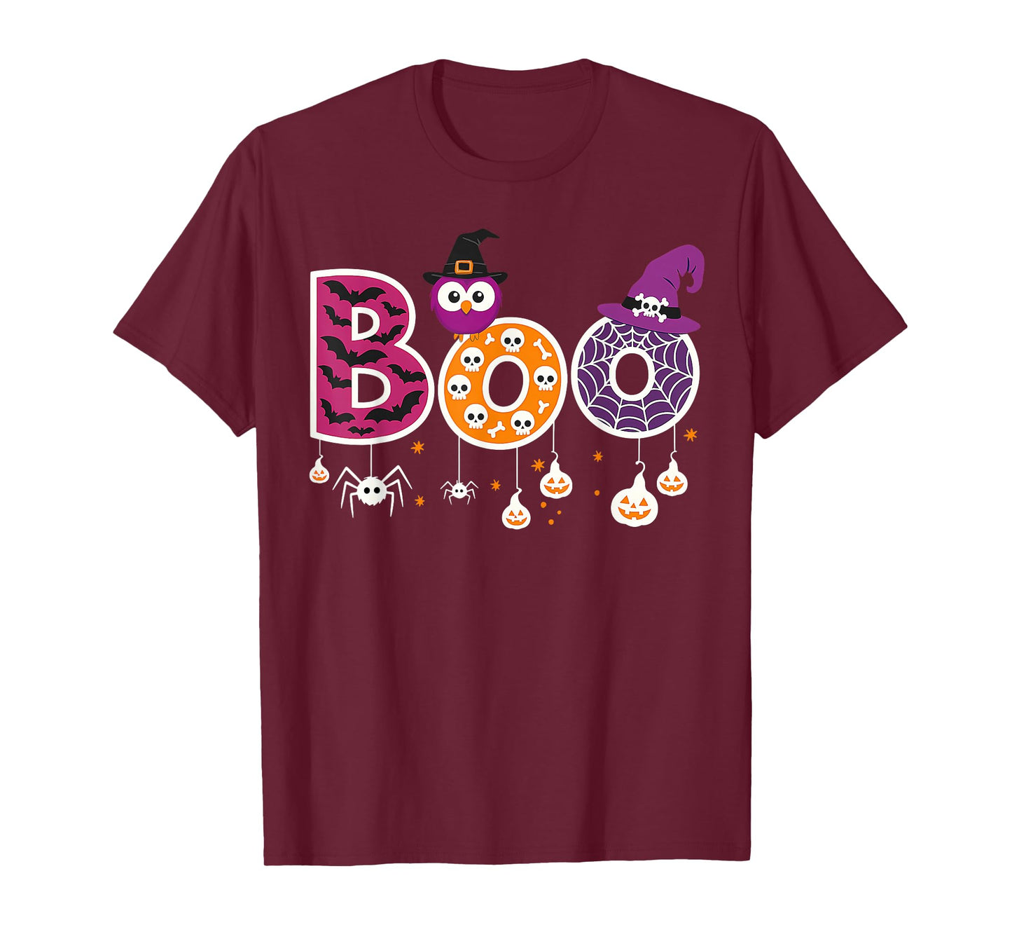 Boo Halloween Costume Spiders Ghosts Pumpkin Witch Hat Funny T-Shirt