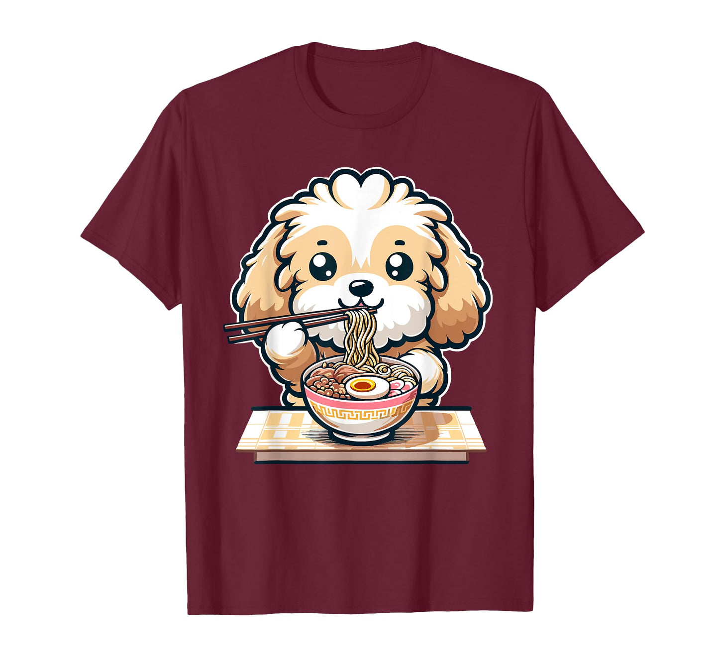 Cute Kawaii Cockapoo Eating Ramen Noodles Food Dog Lovers T-Shirt