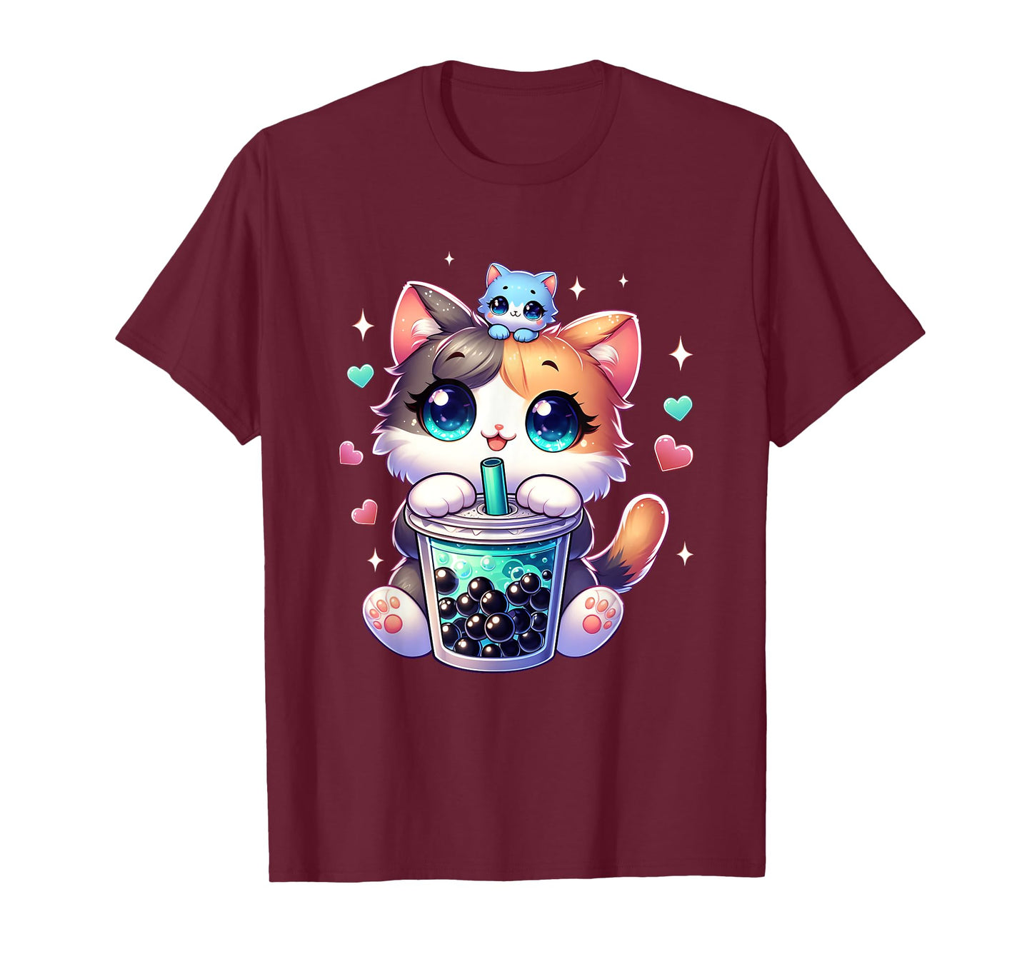 Kawaii Chibi Cat Boba Japanese Cute Anime Cartoon T-Shirt