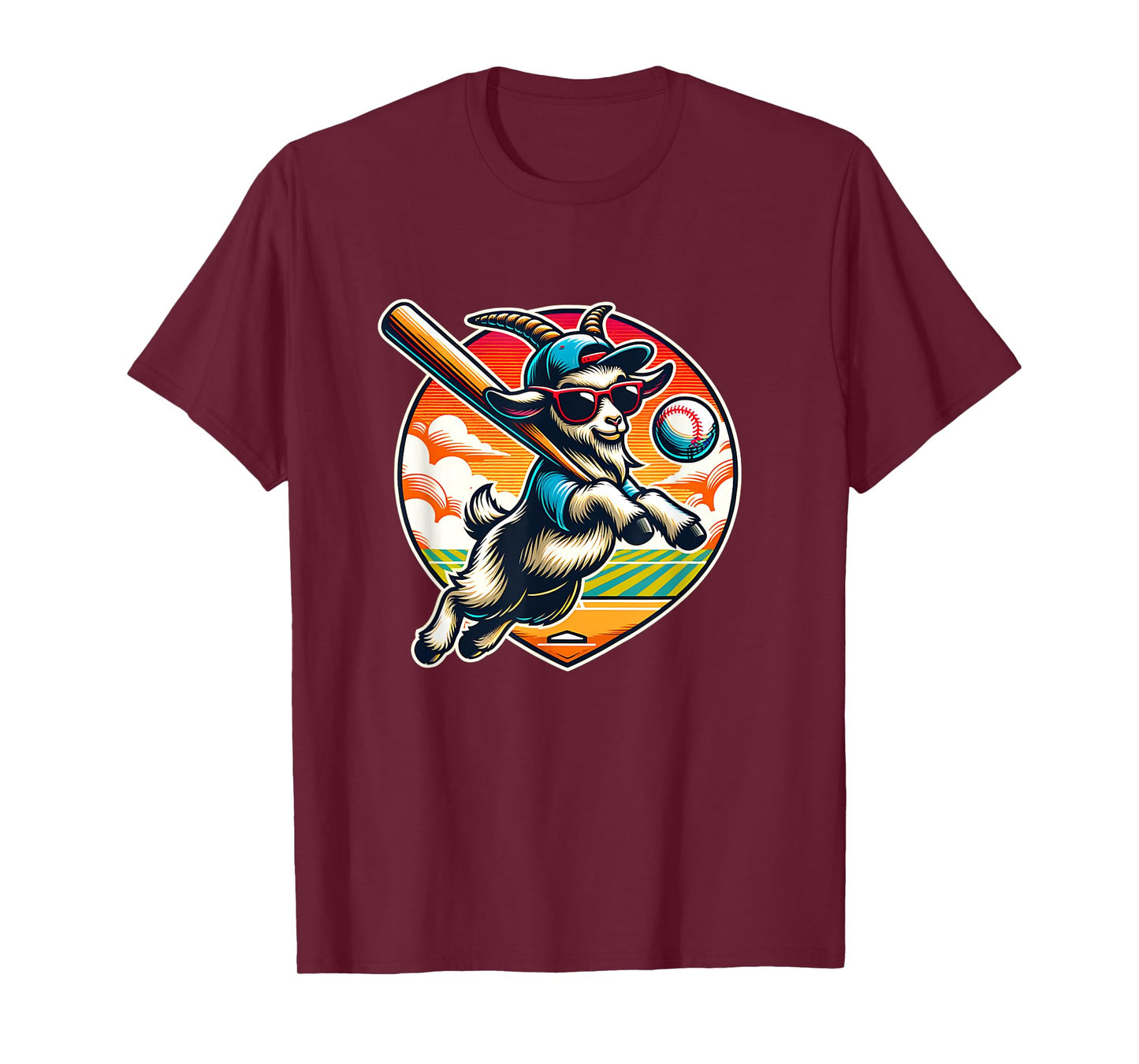 Goat Baseball Player Cool Sports Fan Art T-Shirt