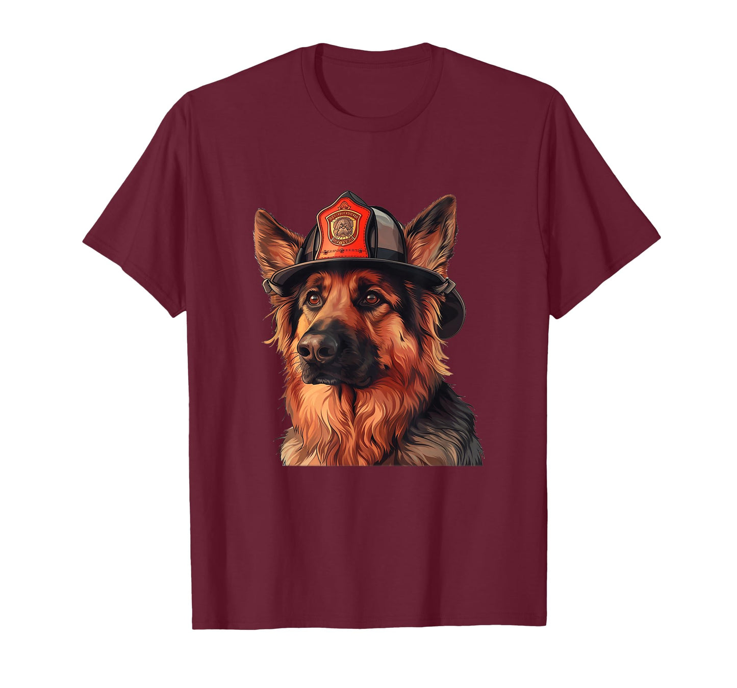 German Shepherd Firefighter Hat Firehouse Fireman Dog T-Shirt