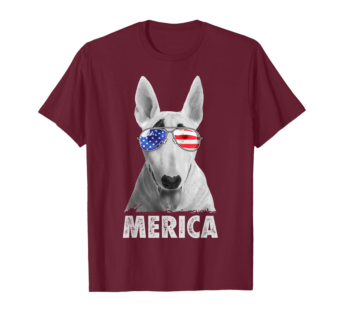 Bull Terrier 4th of July Merica Men American Flag Sunglasses T-Shirt
