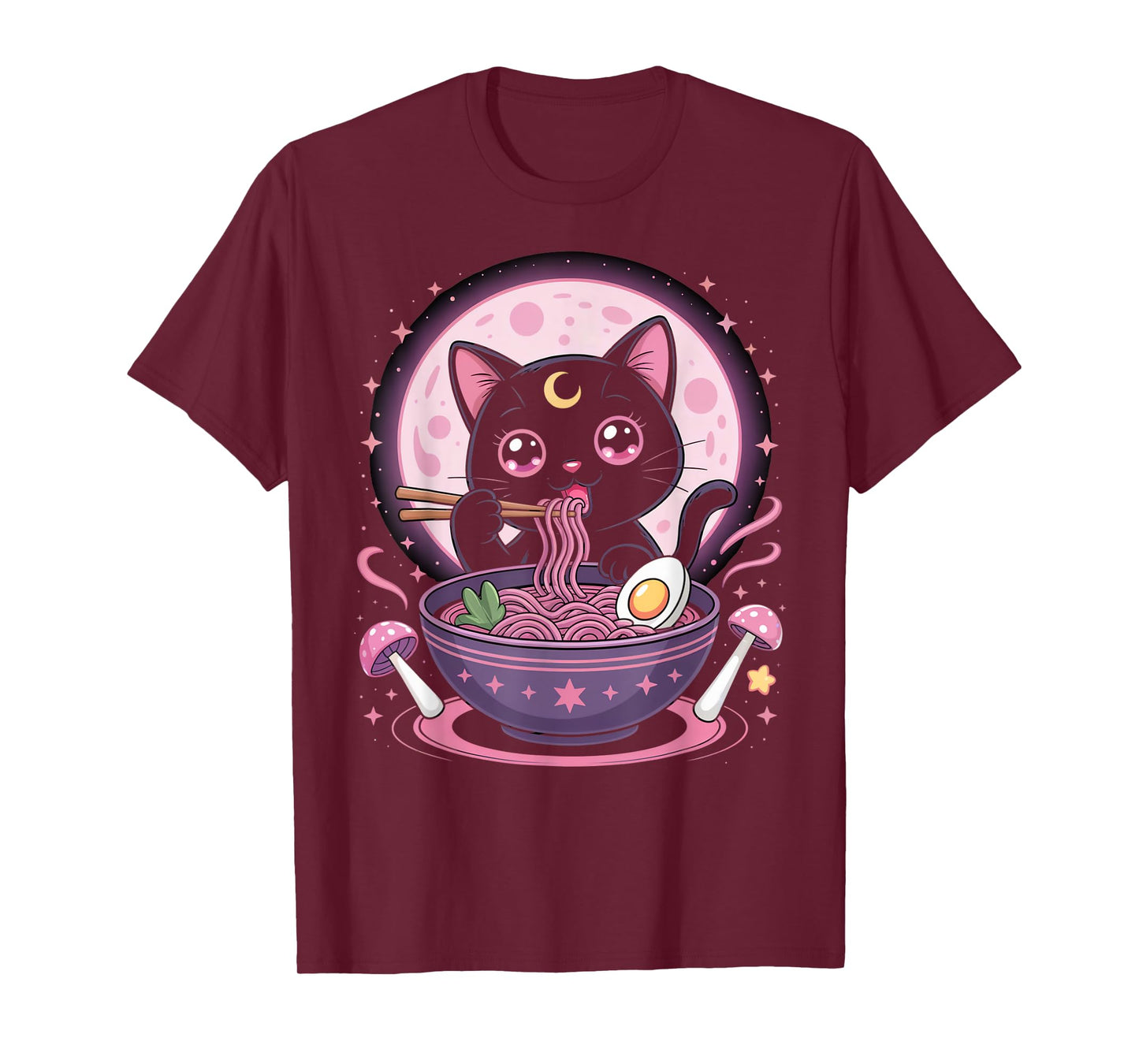 Pastel Goth Clothing Black Cat Eat Ramen Goth Girl Clothes T-Shirt