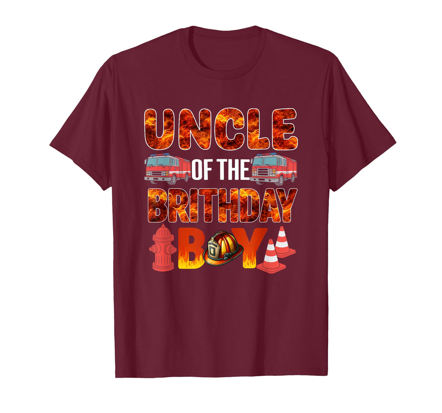 Uncle of the Birthday Boy Fire Truck Firefighter Bday T-Shirt