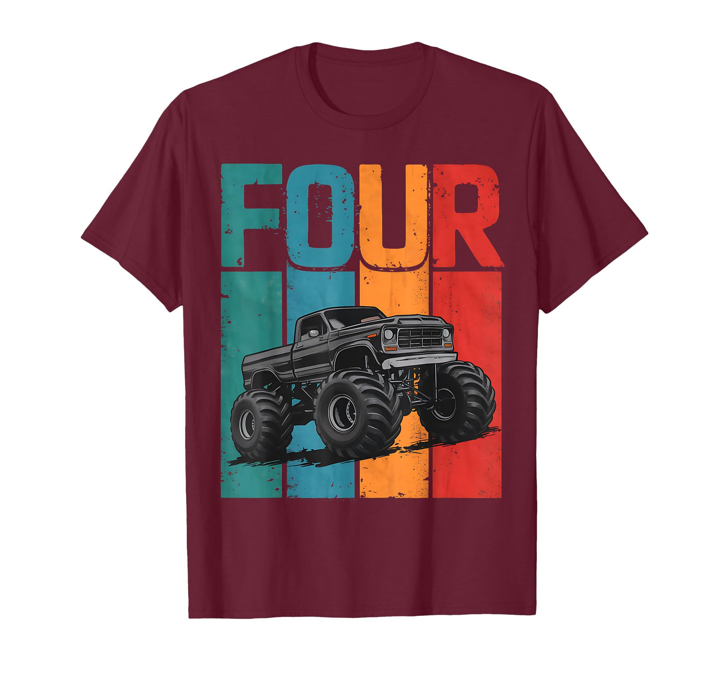 Kids I'm 4 This Is How I Roll Monster Truck 4th Birthday Boy T-Shirt