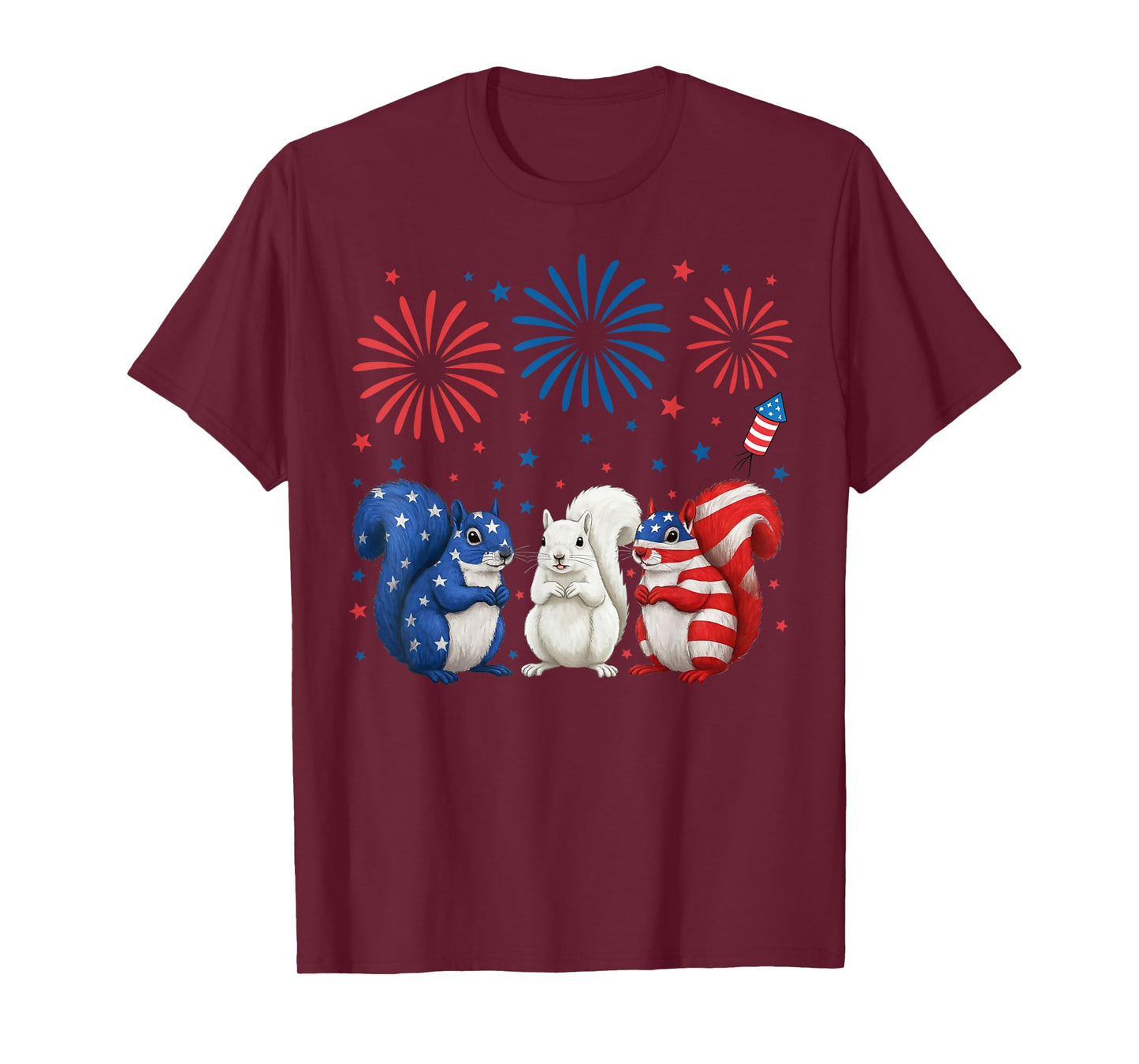 Squirrel USA Flag Patriotic 4th of July Gifts Men Women Kids T-Shirt