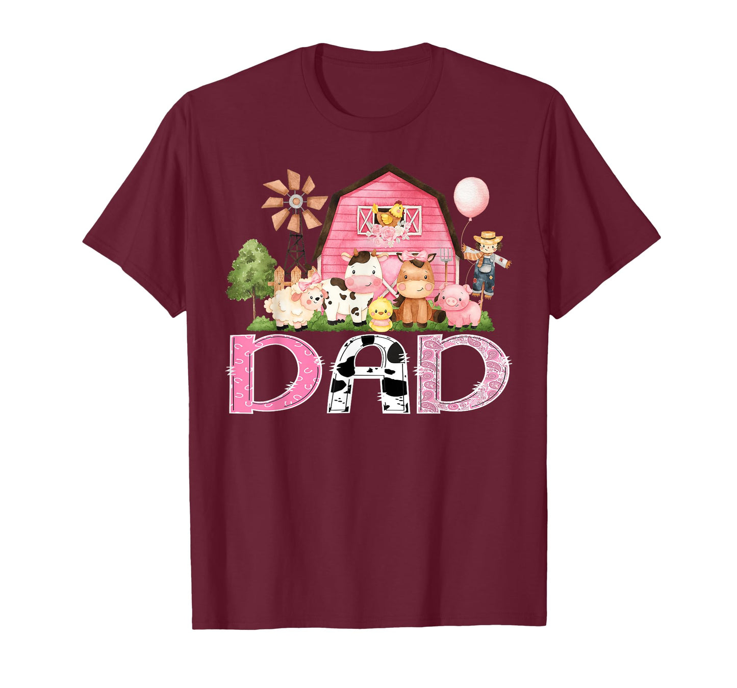 Dad Pink Farm Cow Birthday Girl Matching Family T-Shirt