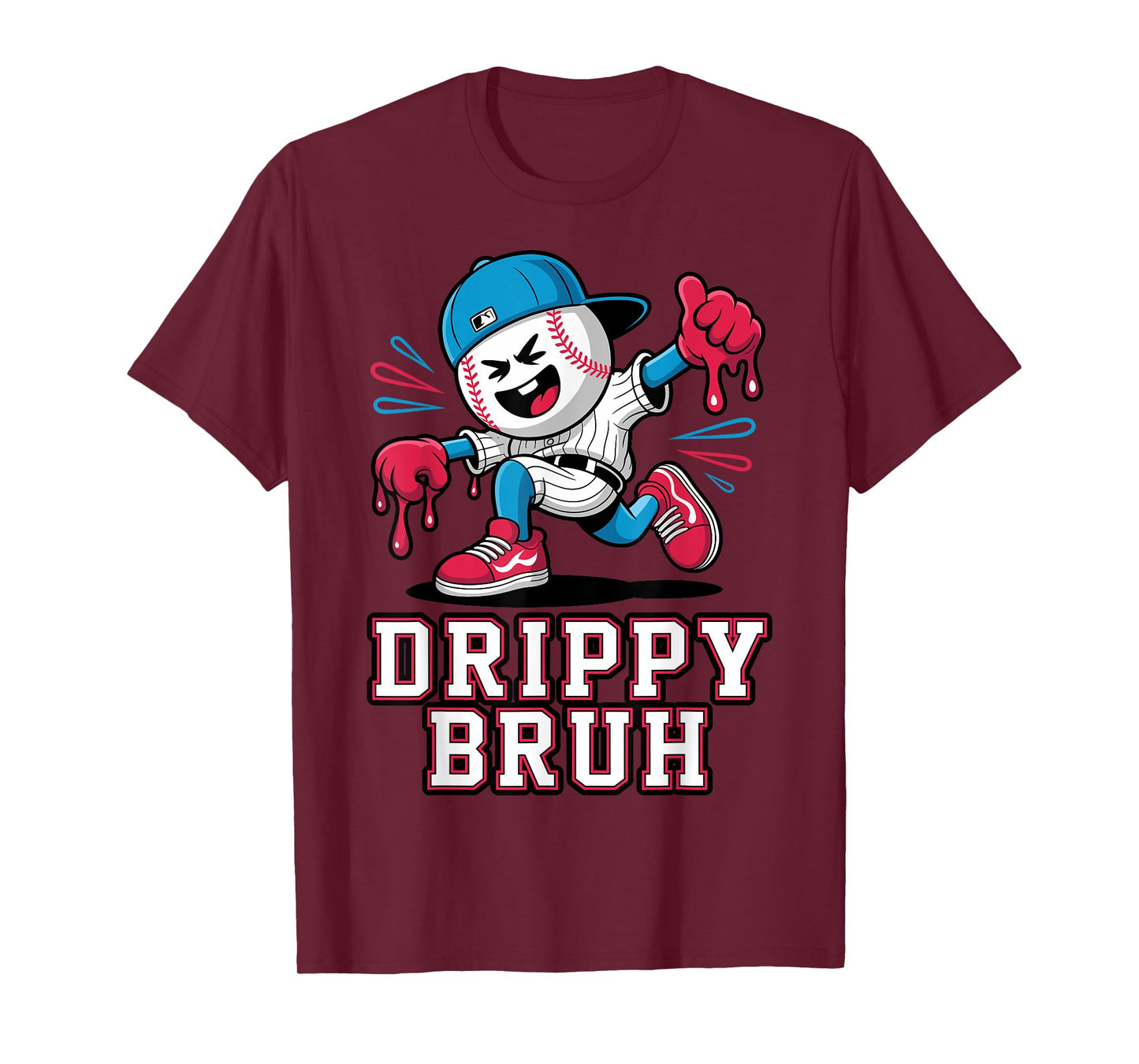 Funny Baseball Drip Bruh for Boys Kids Dripping Ice Cream T-Shirt