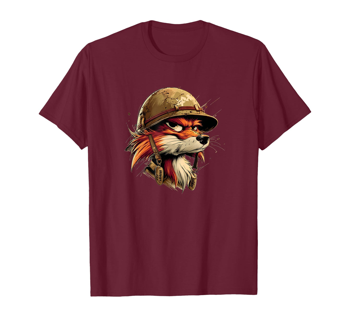 Patriotic Fox in Military Clothes and Helmet T-Shirt
