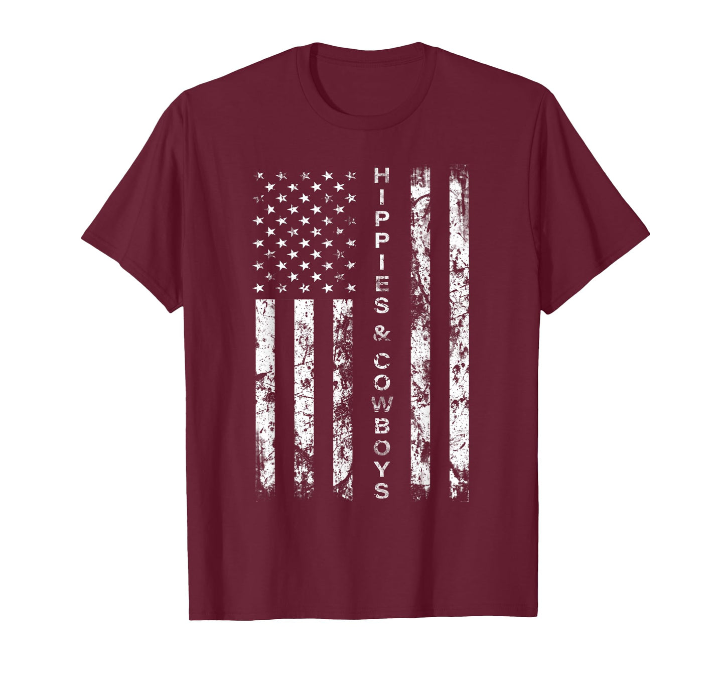 Raisin Hell With The Hippies And Cowboys - American Flag T-Shirt
