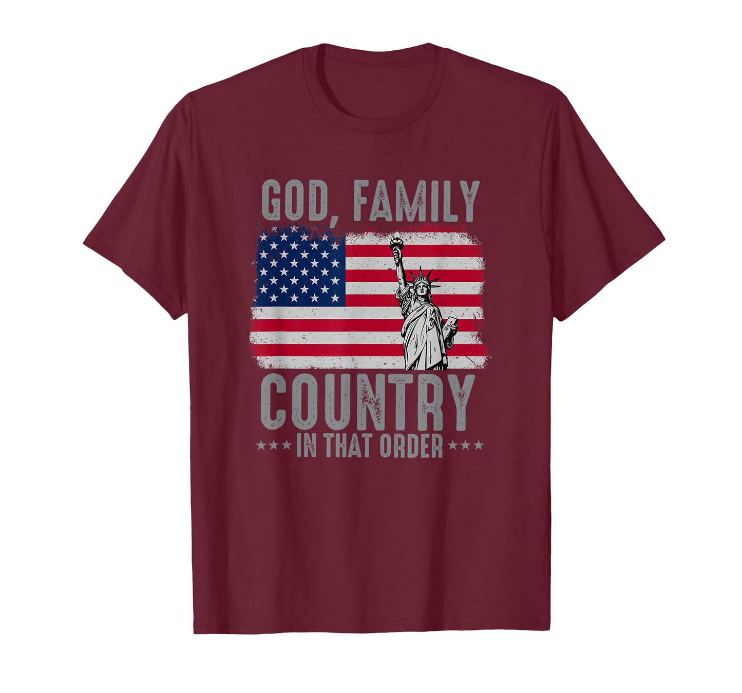 god Family Country in That Order American Flag Patriot USA T-Shirt