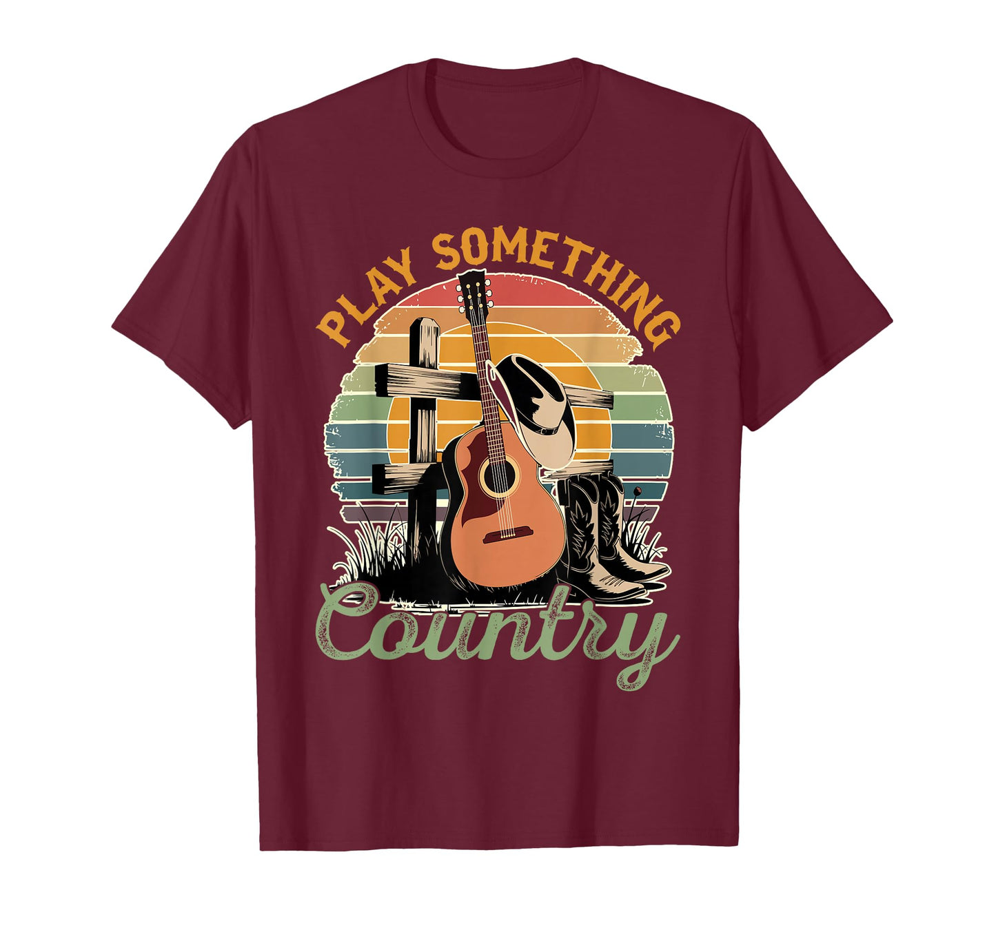 Funny Loves Country Music Country Music Festival Play Something Country T-Shirt Unisex-Adults Black Small Modern Classic U-Neck Short Sleeve T-Shirt