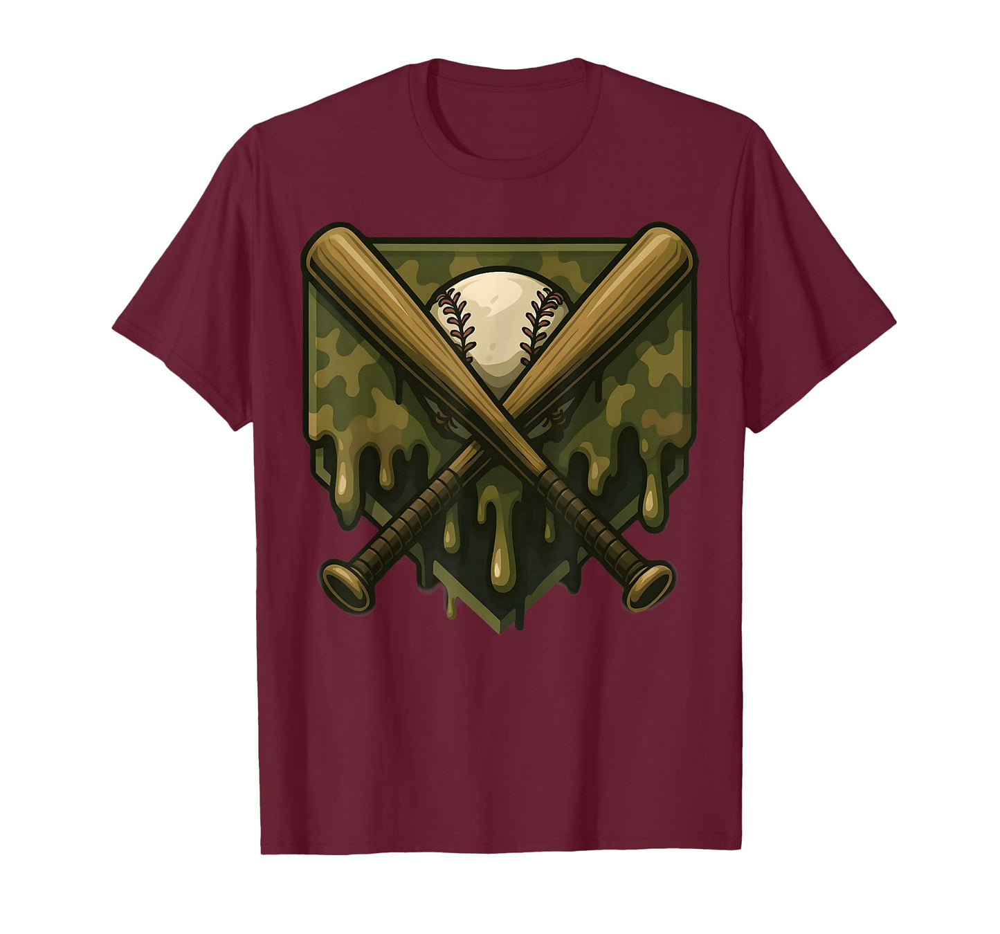 Baseball Drip Camo Home Plate Boys Sports Cool Game Day Drip T-Shirt