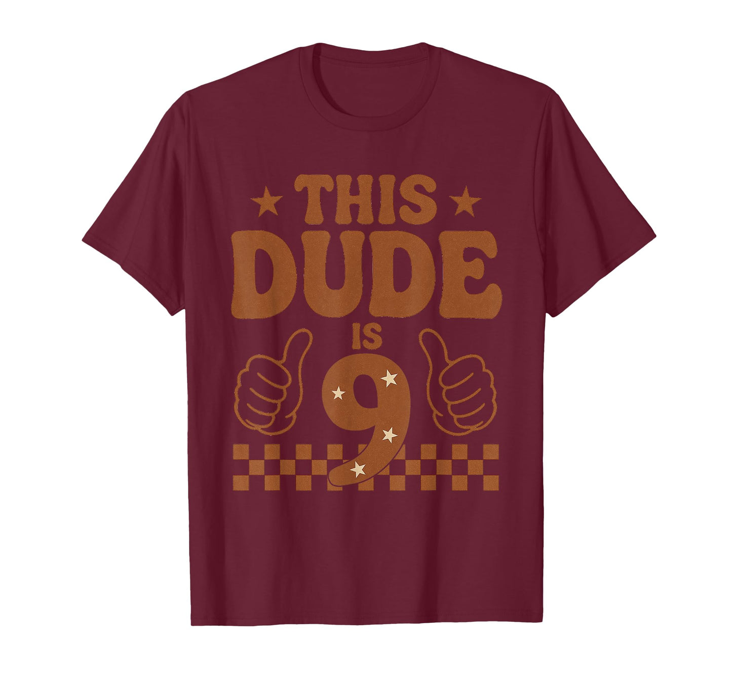 This Dude Is 9 9th Birthday Boy Retro Toddler boys Checkered T-Shirt