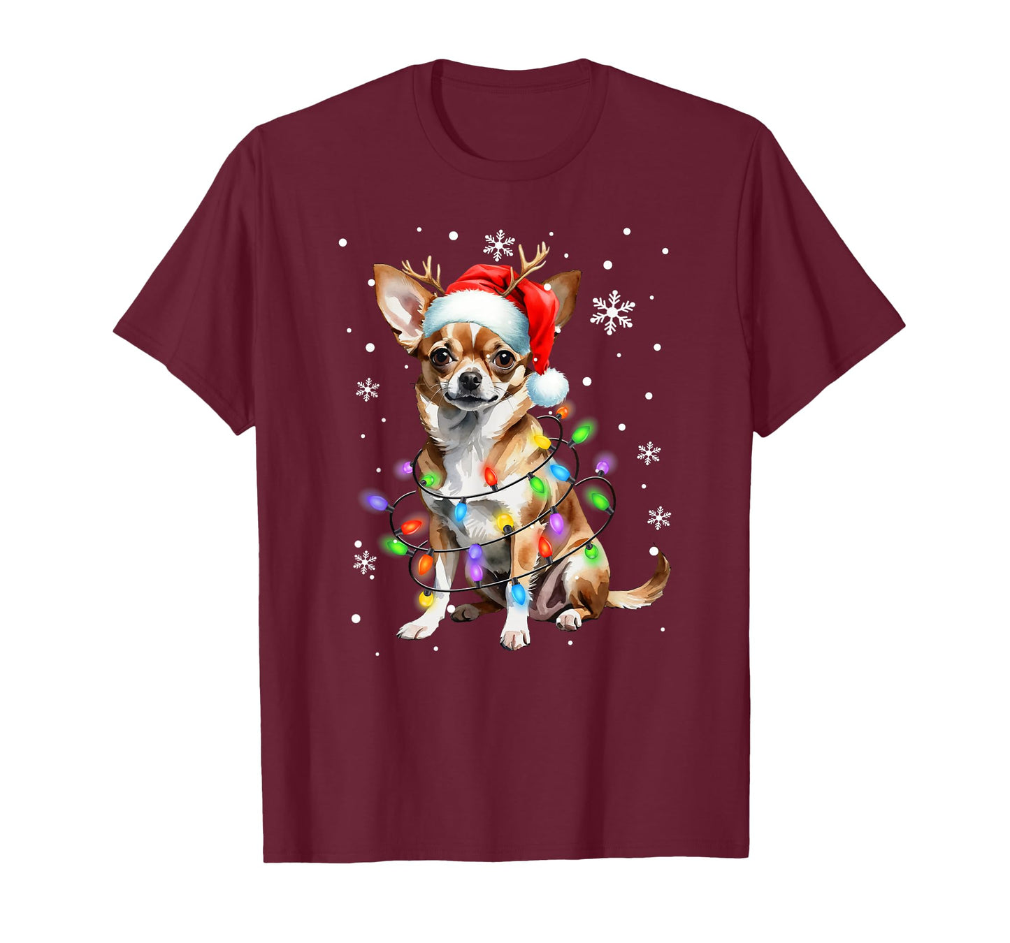 Chihuahua dog Christmas Sweater Dog Xmas Lights T-Shirt