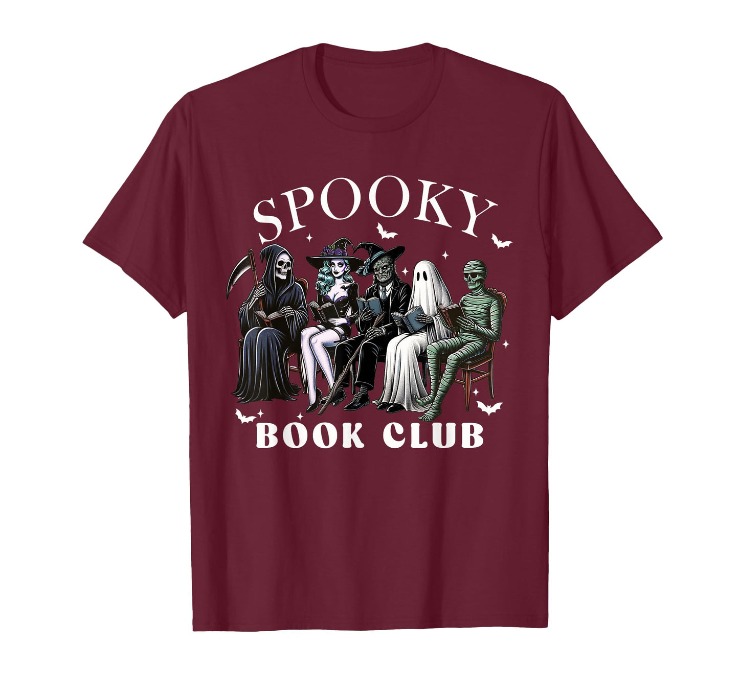Spooky Book Club Reading Ghost Witch Mummy Spooky Halloween T-Shirt