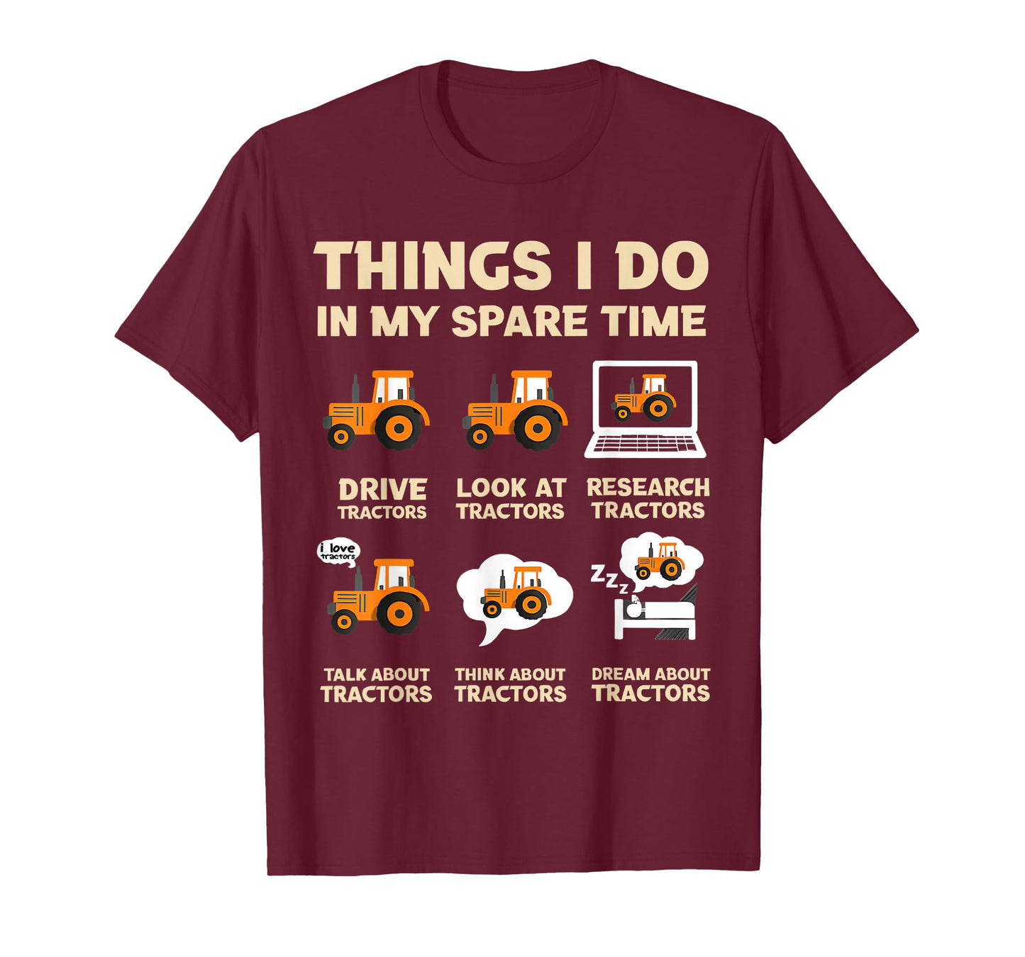 Things I Do in My Spare Time Funny Tractor Lover Farmer Boys T-Shirt