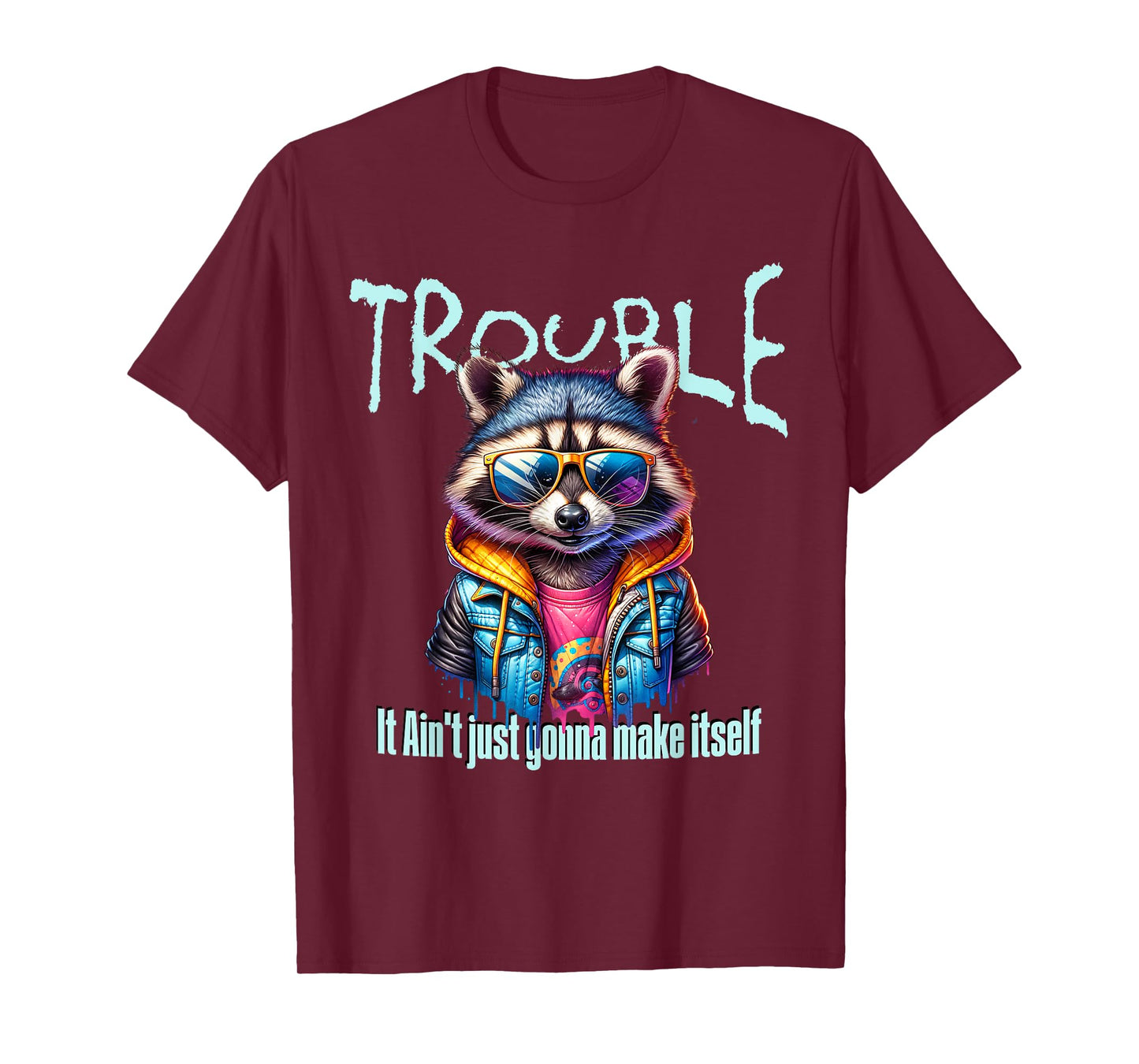 Racoon Cartoon s Funny Retro Joke s Troublesome Kids T-Shirt