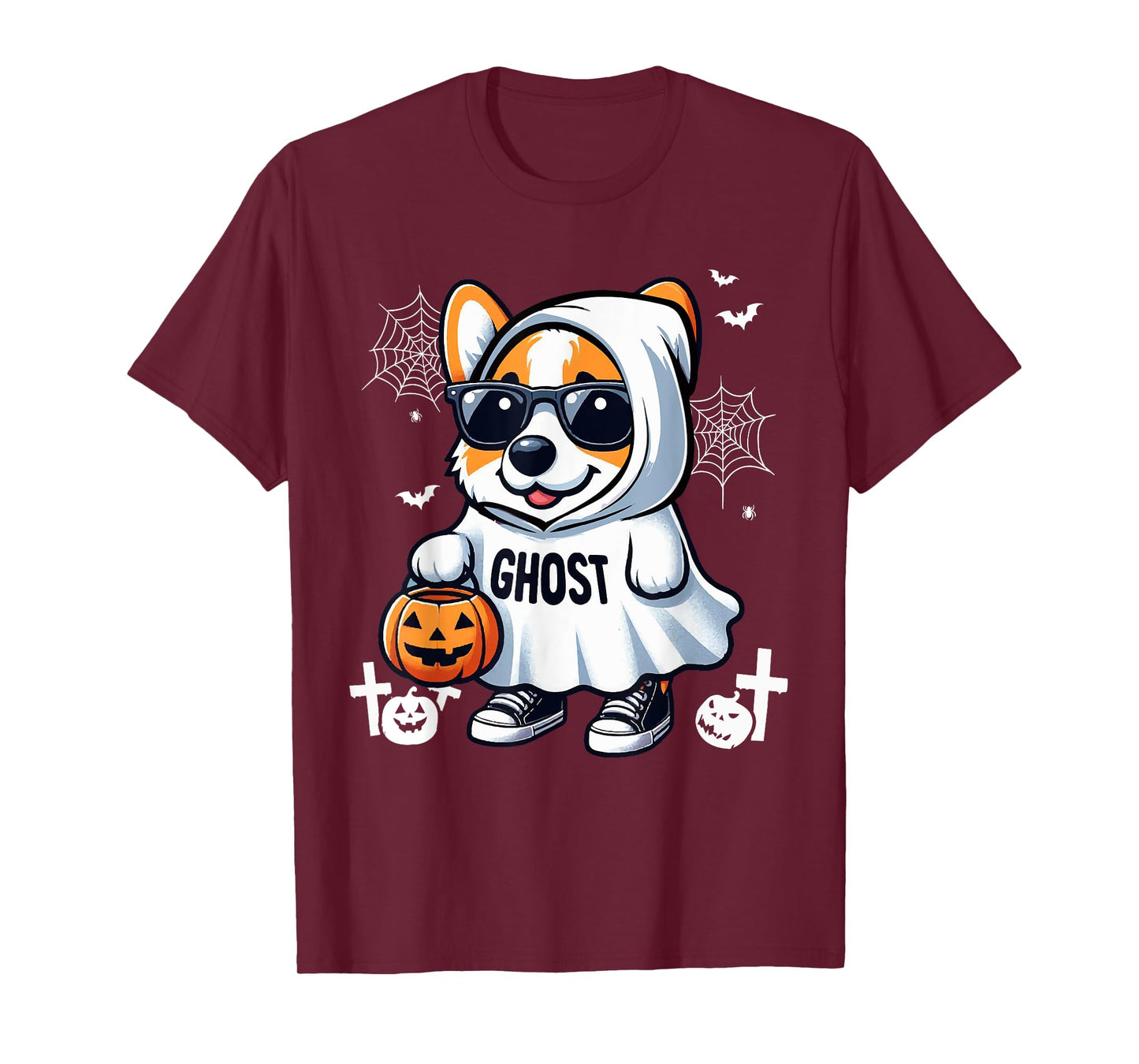 Ghost Halloween Corgi Sunglasses Cosplay Boo Ghost Lover T-Shirt