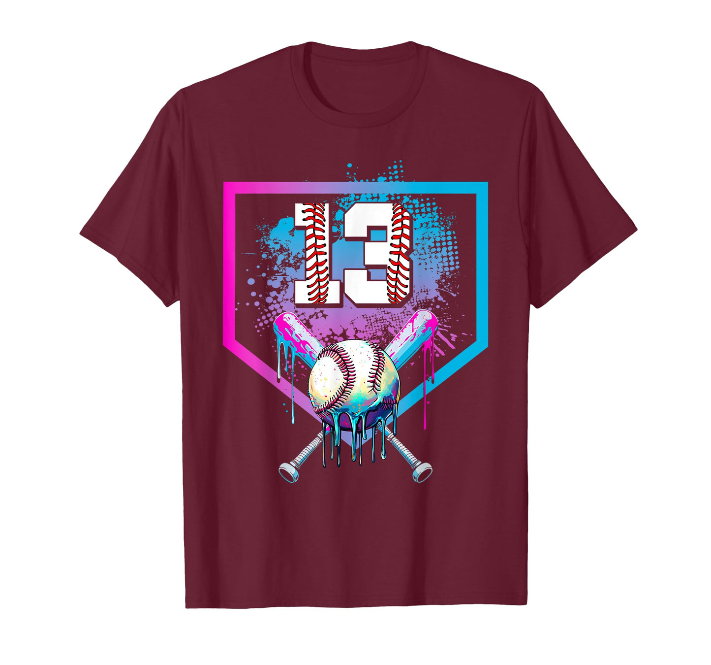Baseball Drip 13th Birthday Home Plate Boy Youth 13 Year Old T-Shirt