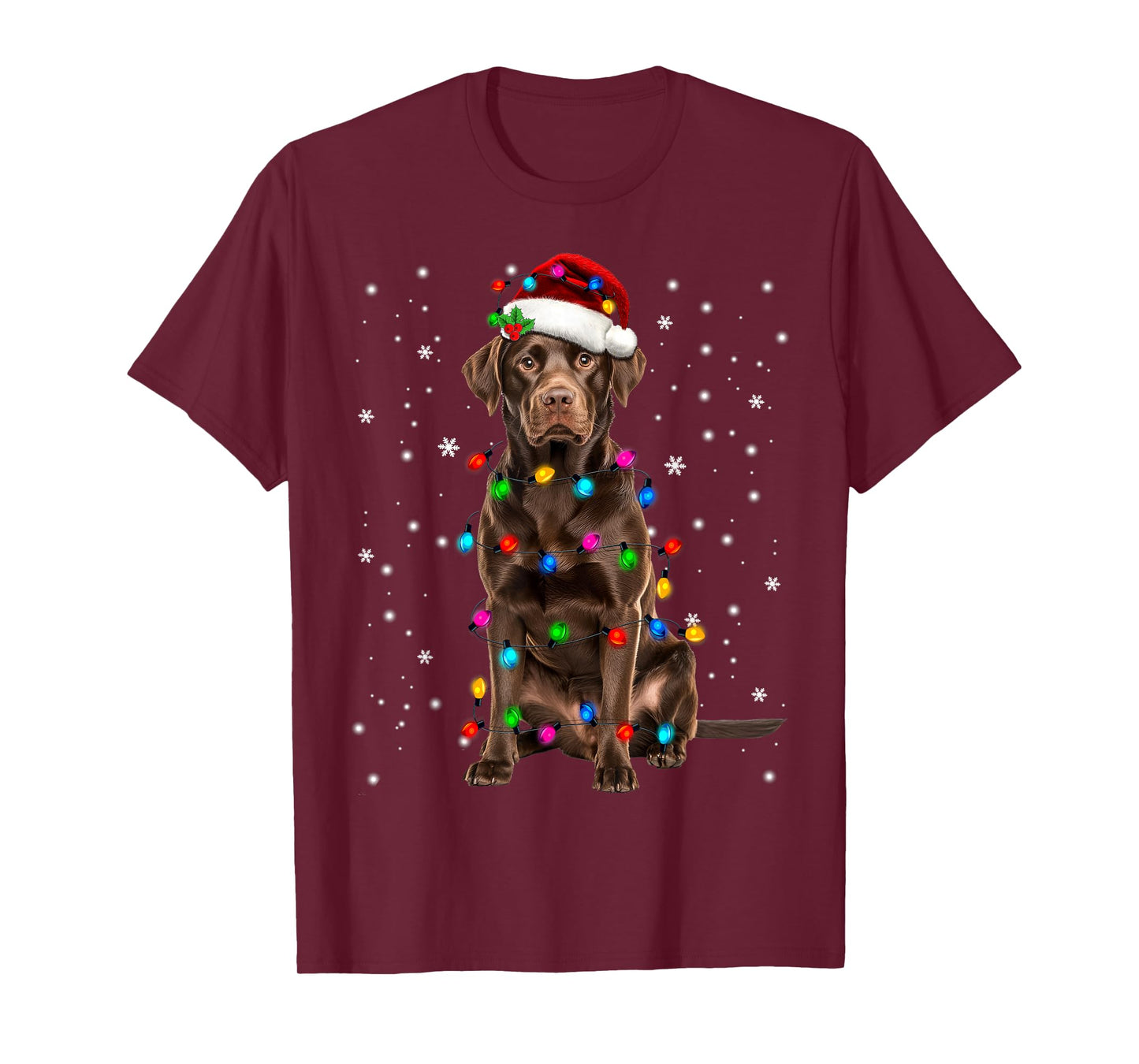 Chocolate Lab Labrador Christmas Tree Light Pajama Dog Xmas T-Shirt