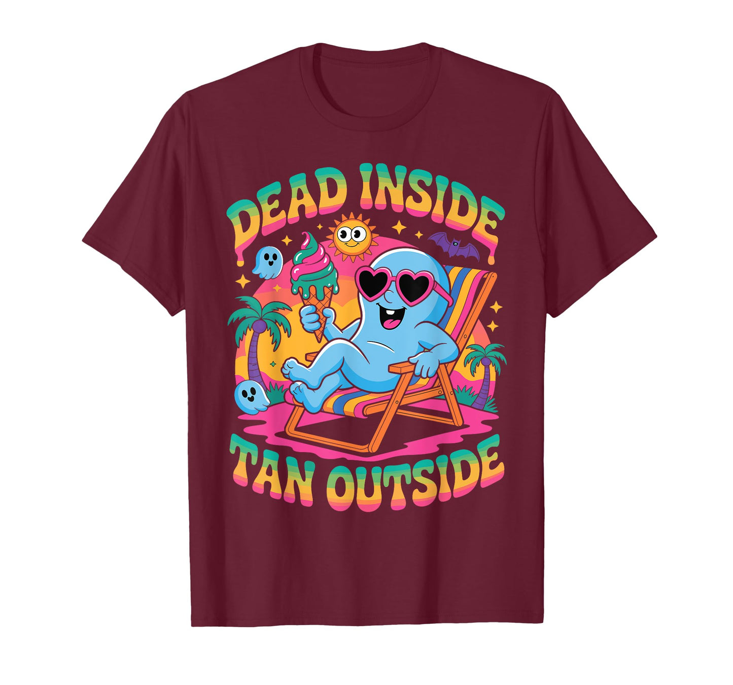 Dead Inside Tan Outside Funny Ghost Summerween T-Shirt
