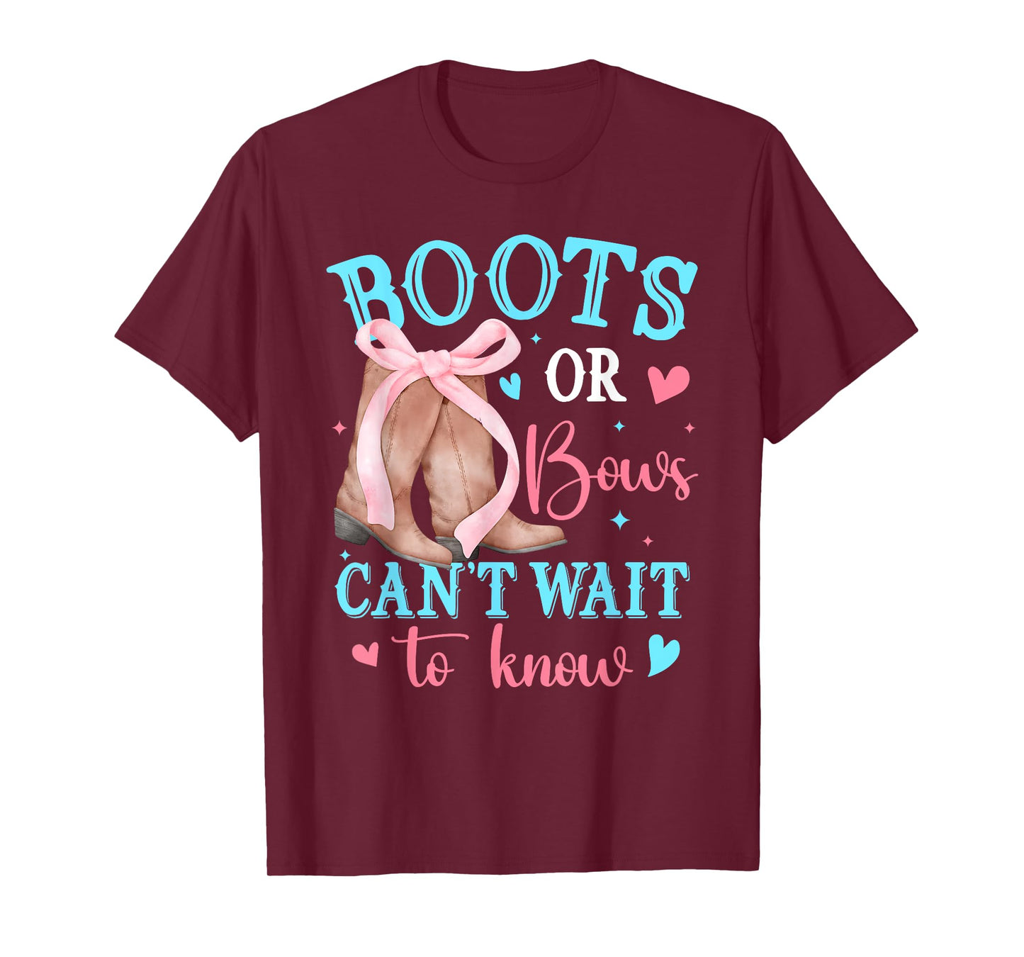 Boots or Bows Can't Wait To Know Gender Reveal Party T-Shirt
