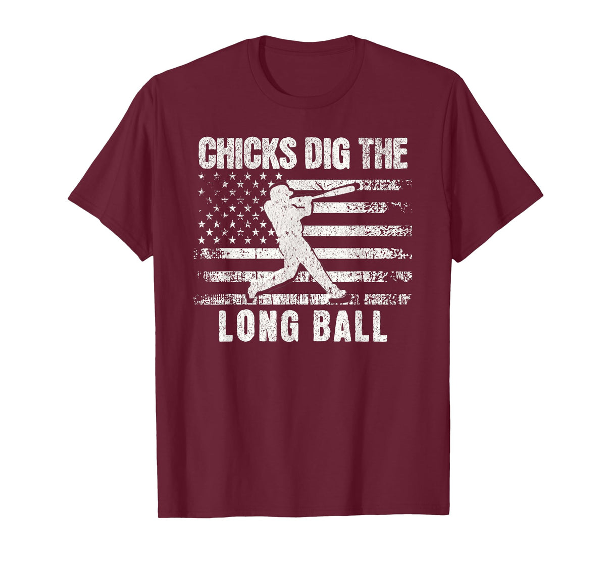 Funny Baseball Chicks Dig The Long Ball USA Flag T-Shirt