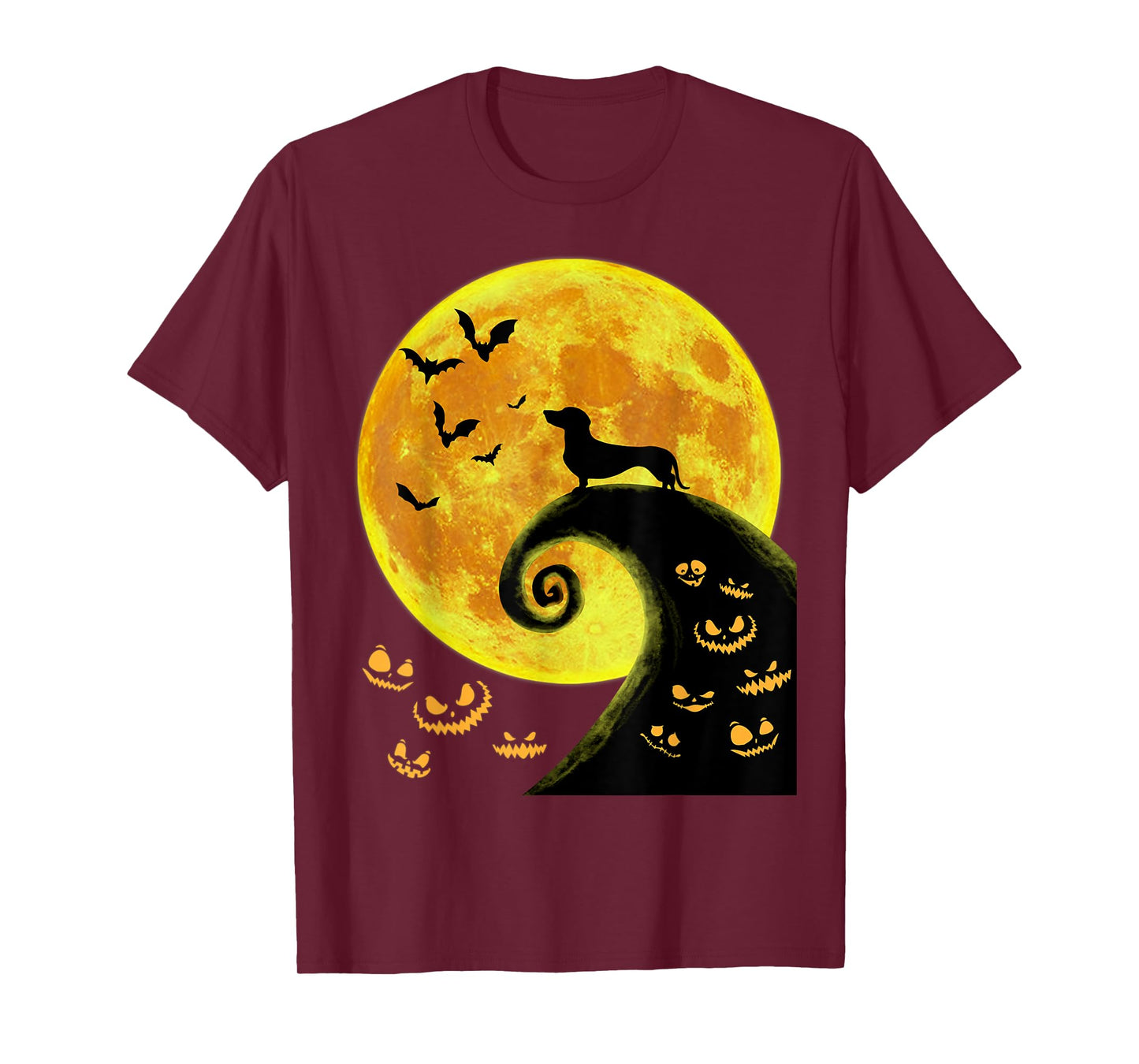 Funny Dachsund And Moon Halloween Costume Weiner Dog Lover T-Shirt