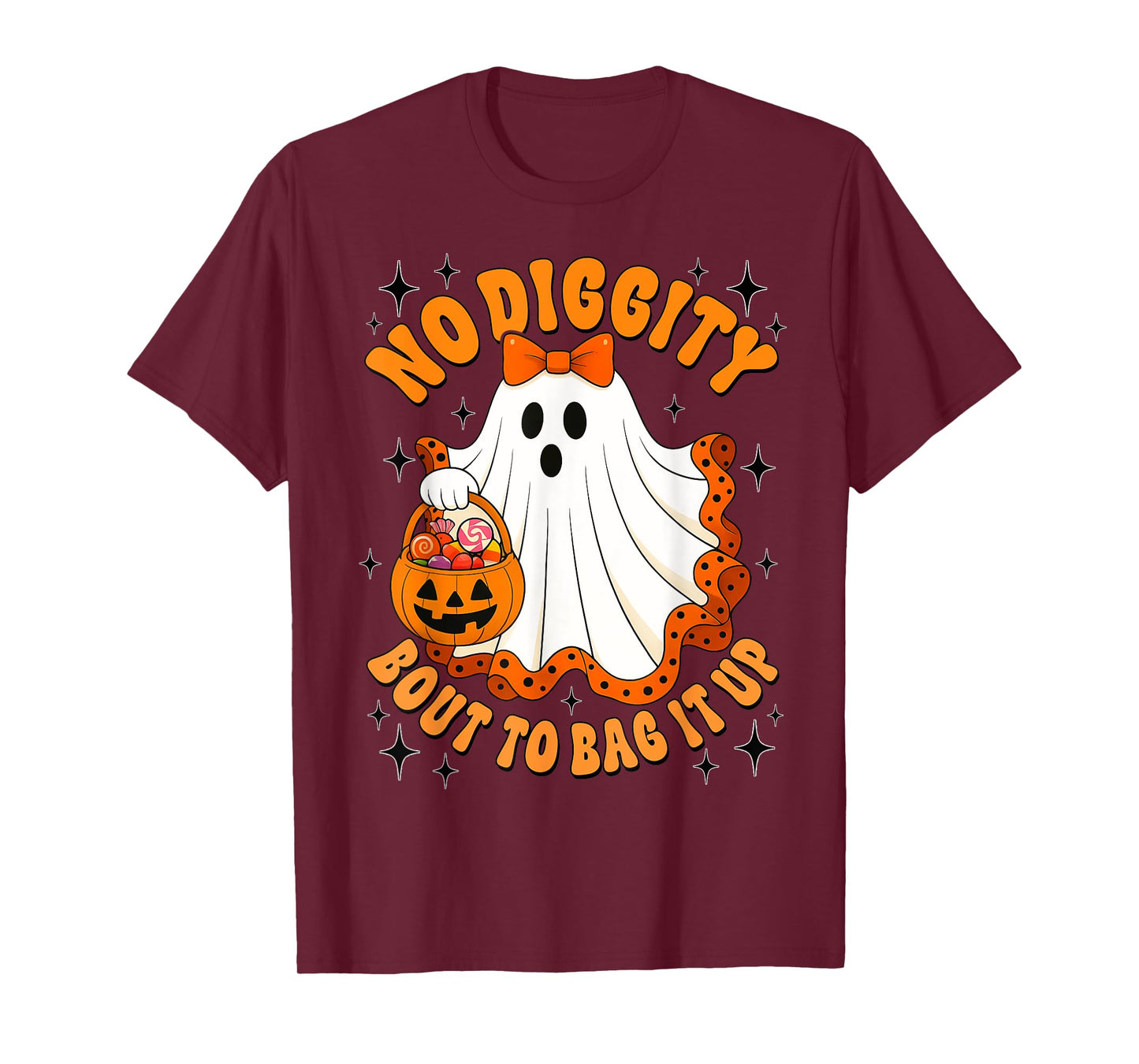 No Diggity Bout To Bag It Up Cute Ghost Halloween Kids T-Shirt