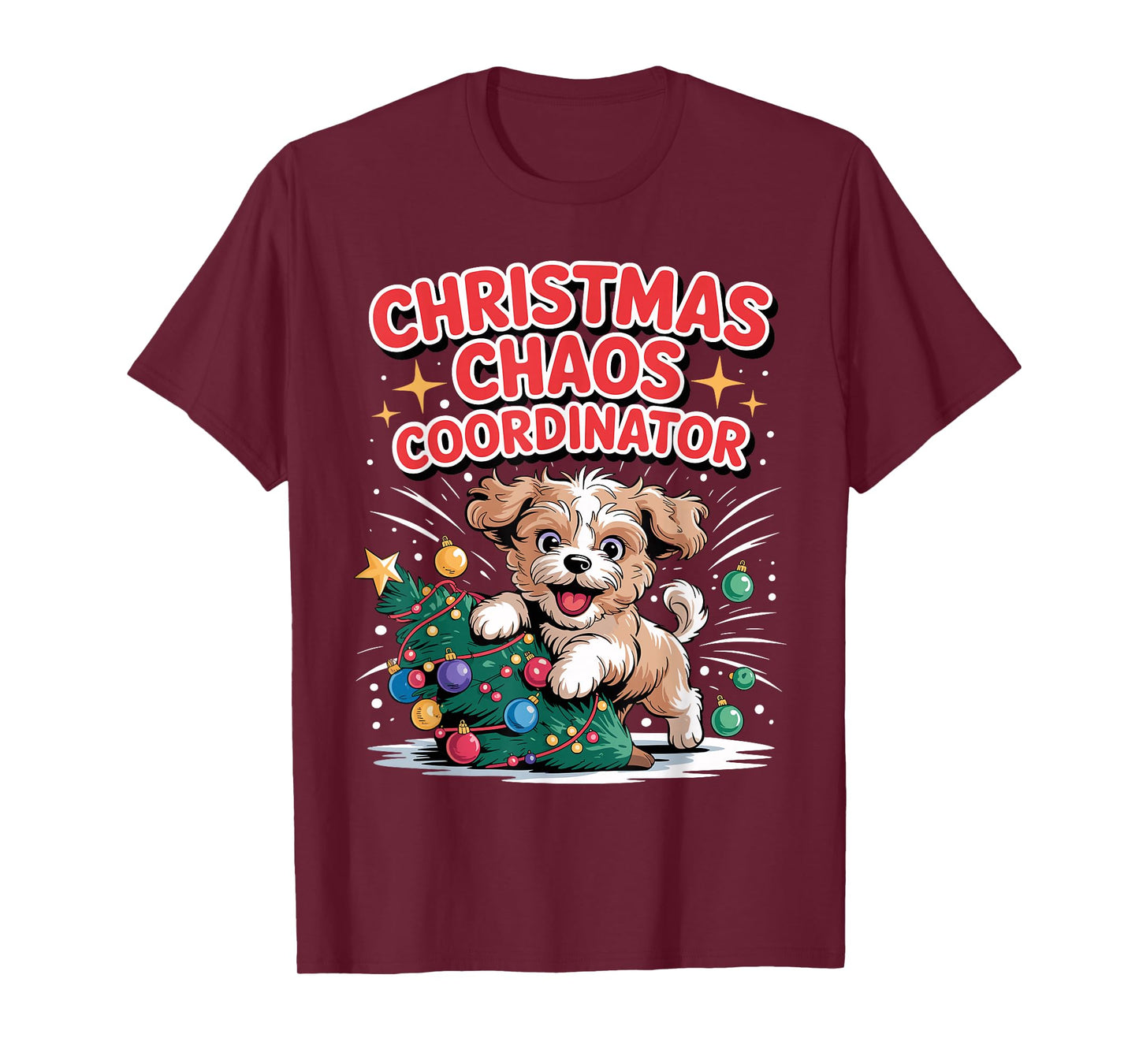 Christmas Chaos Coordinator Xmas Puppy Funny Shi-Poo T-Shirt