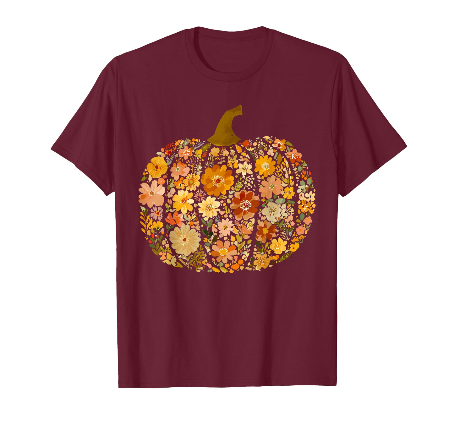 Chinoiserie Fall Pumpkin Boho Floral Halloween Thanksgiving T-Shirt