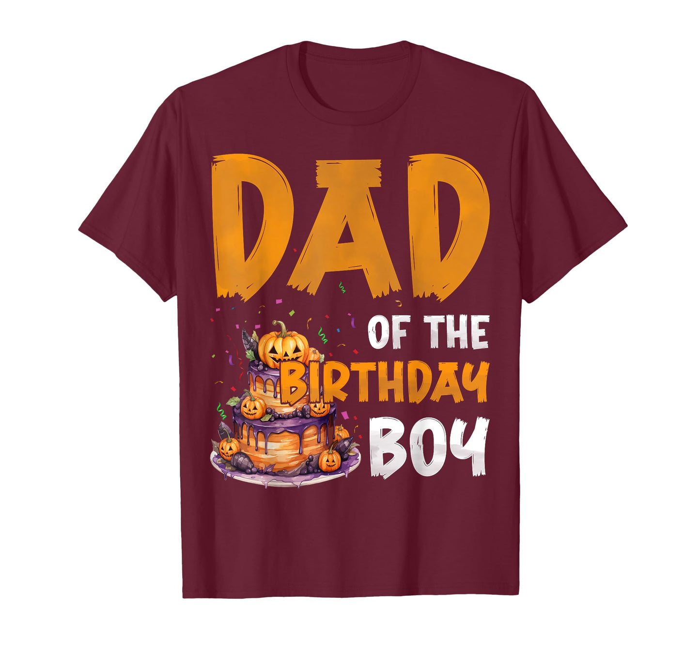 Dad of the Birthday Boy Spooky Pumpkin Halloween Cake T-Shirt