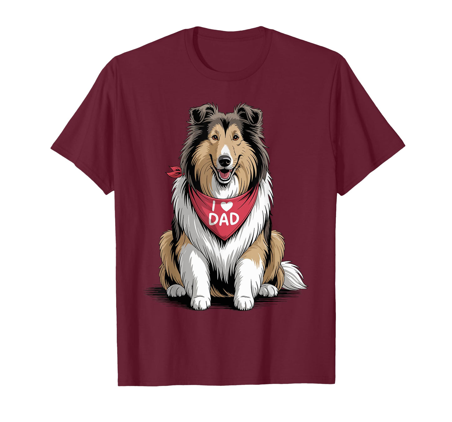 I Love Dad Rough Collie Lover Dog Father's Day T-Shirt