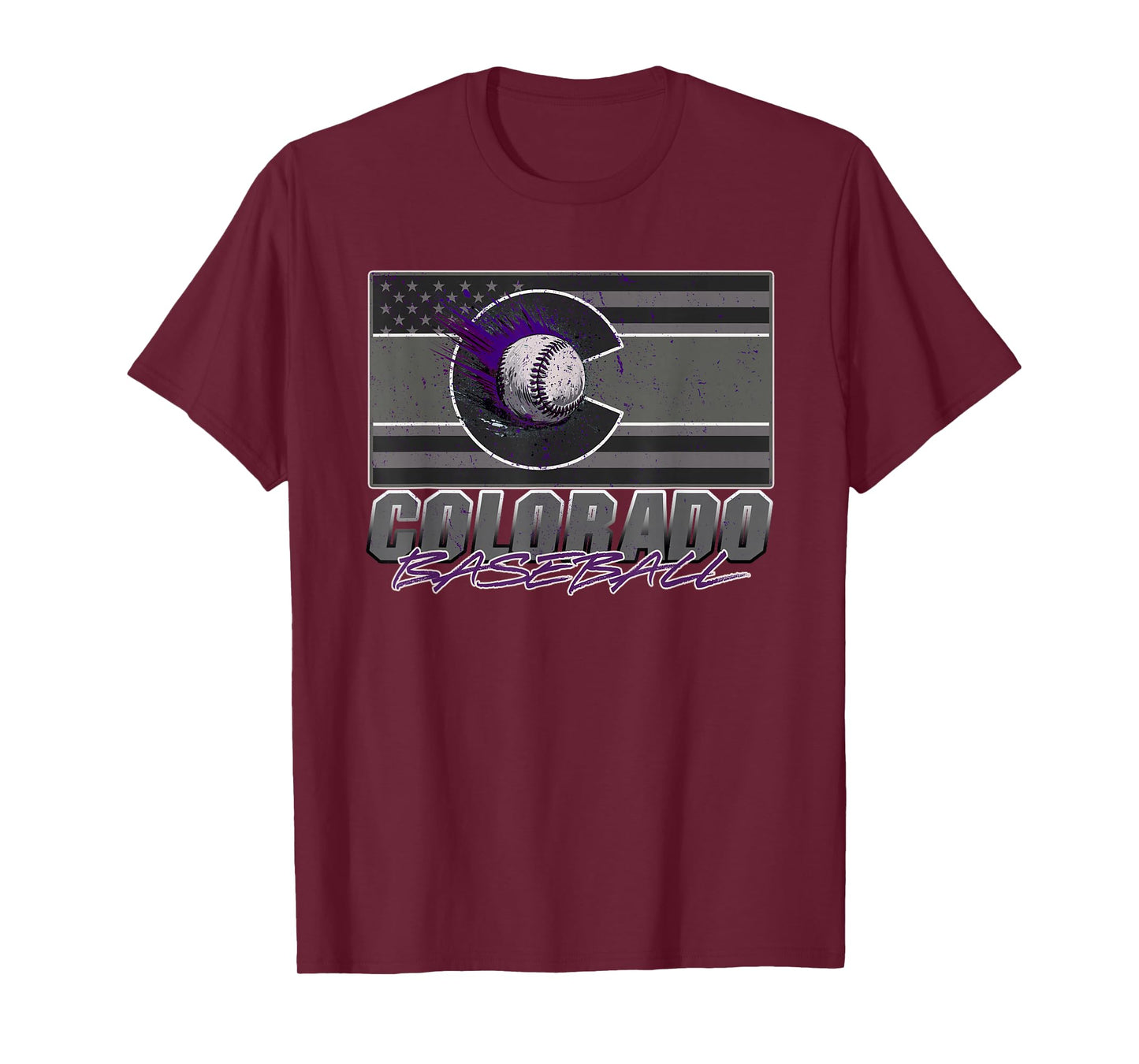 Colorado Flag / USA Flag Baseball Colorado Baseball Graphic T-Shirt