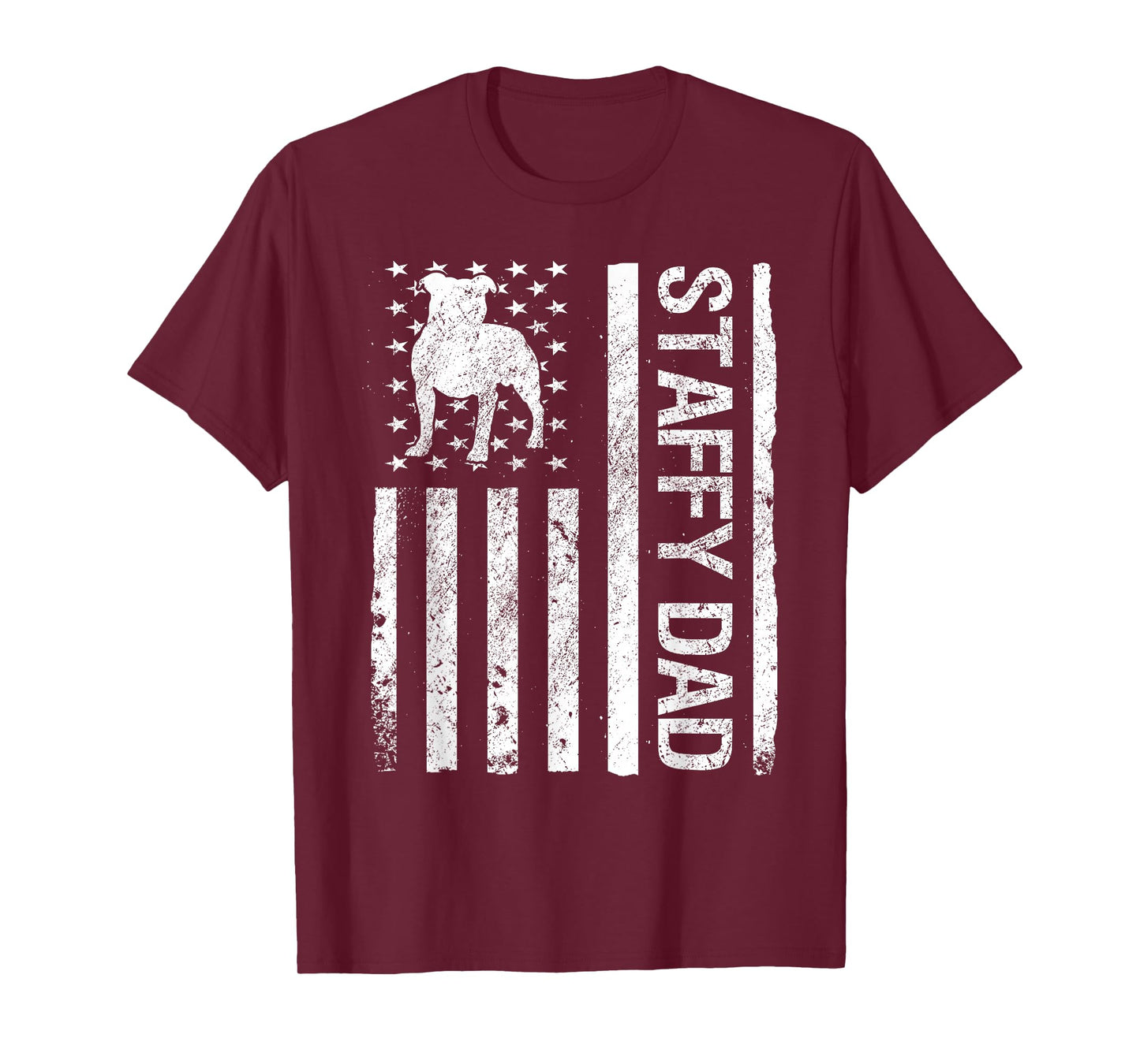 Staffy Dad USA Flag Pet Staffordshire Bull Terrier Dog Dad T-Shirt
