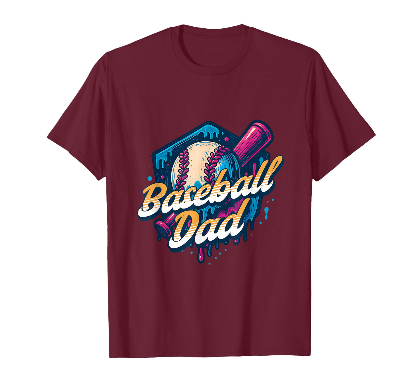 Baseball Dad Kids Birthday Baseball Drip Ice Cream Family T-Shirt