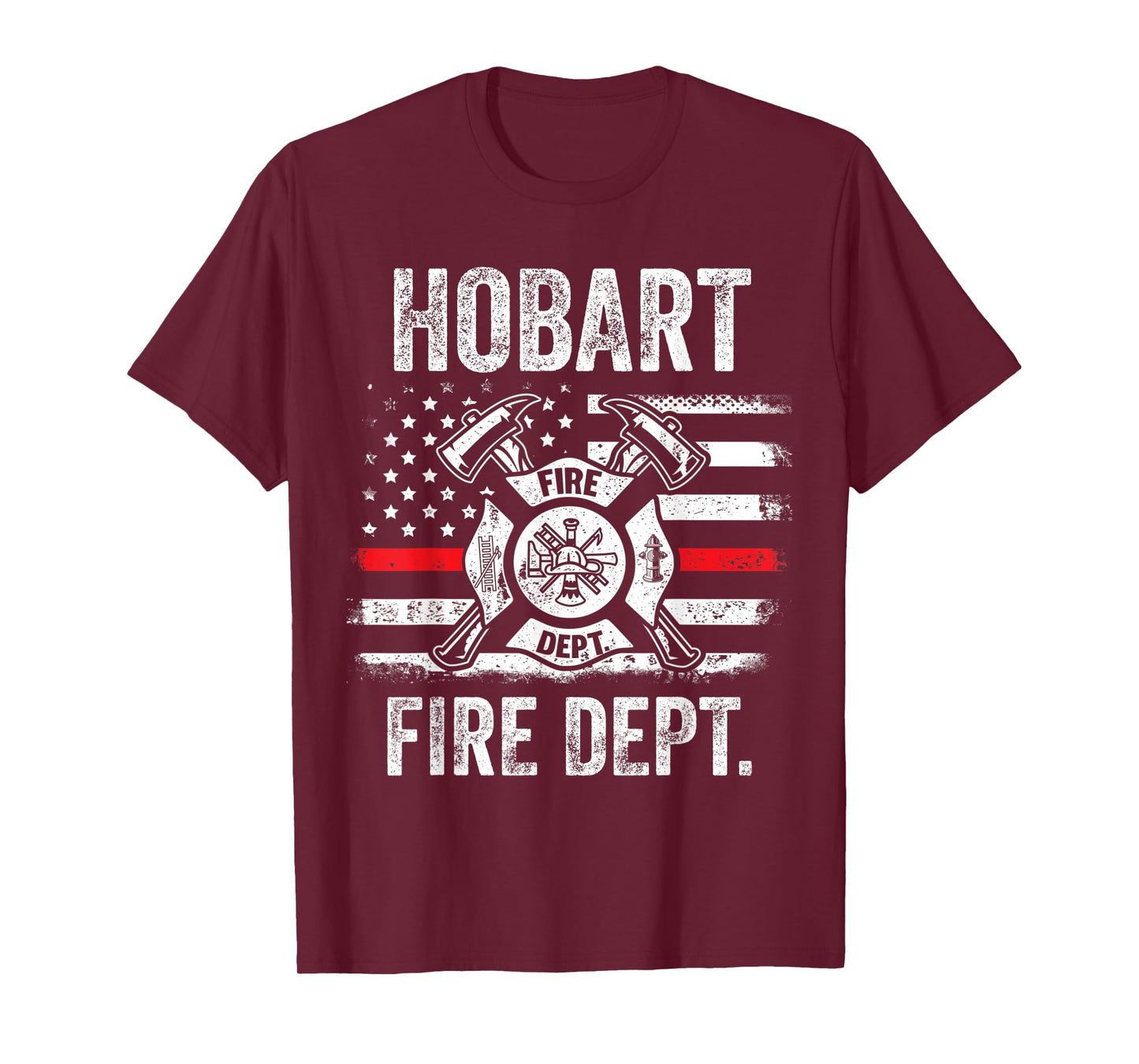 Hobart Indiana Fire Department Thin Red Line Fireman T-Shirt