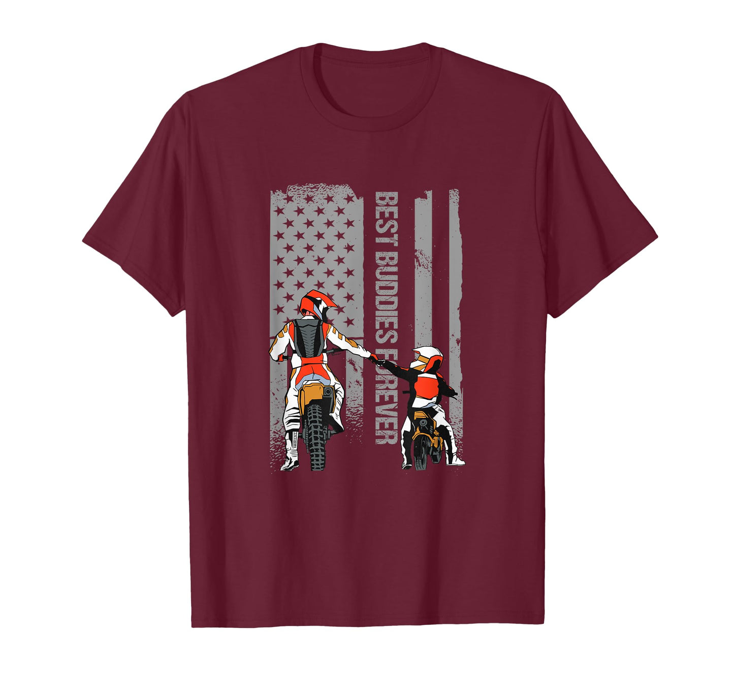 Motocross Dirt Bike Fathers Day Best Dad American Flag Gift T-Shirt for Women Men