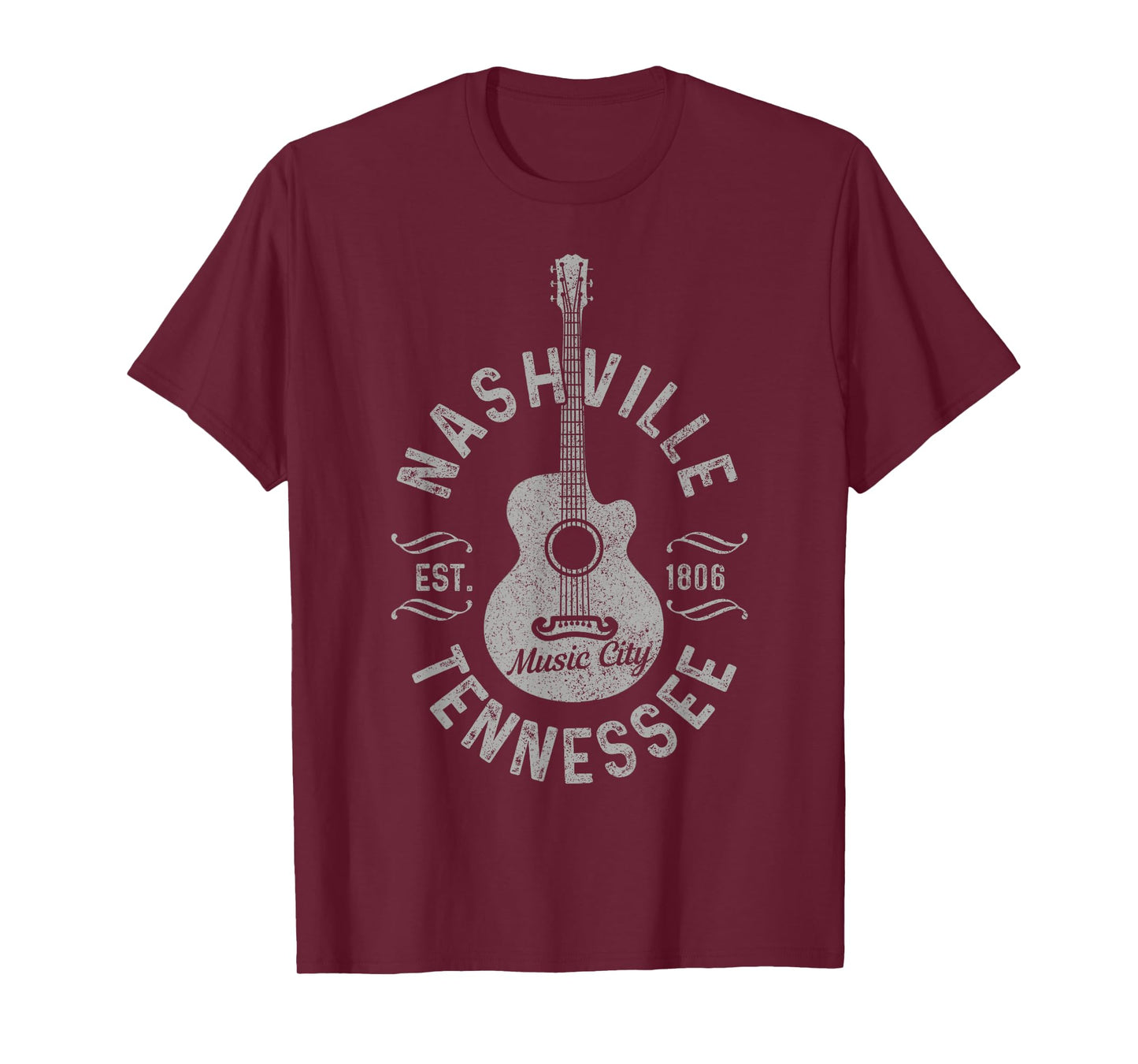 Nashville Tennessee Vintage Guitar Country Music City T-Shirt
