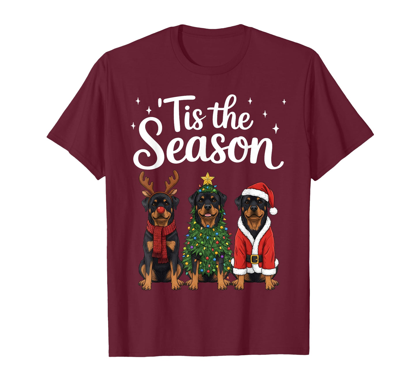 Tis The Season Rottweiler Christmas Santa Rottie Dog Lover T-Shirt