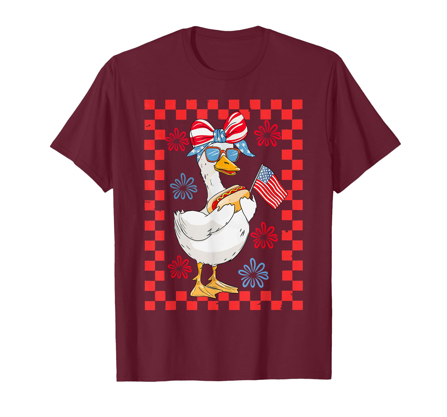 Funny Goose Coquette Bow American Flag Patriotic 4th Of July T-Shirt