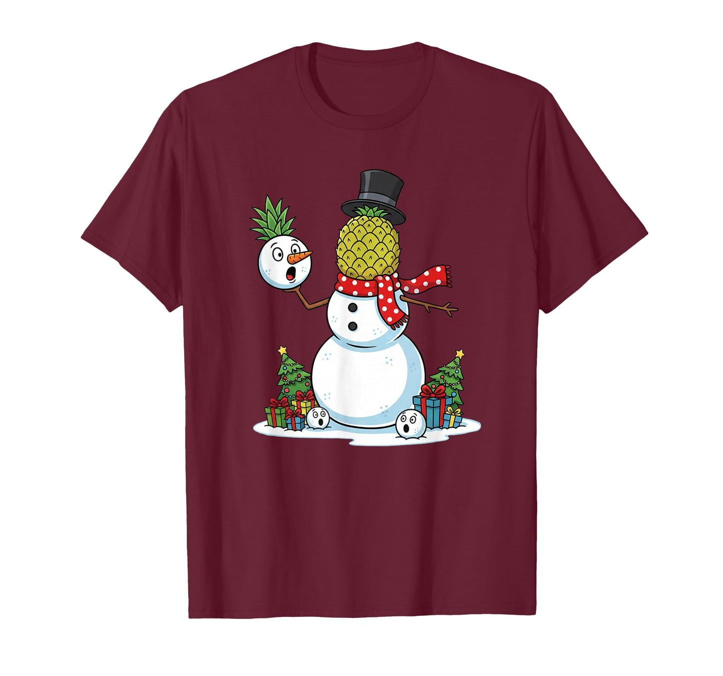 Funny Christmas Pineapple Snowman Xmas Mens Womens Kids T-Shirt